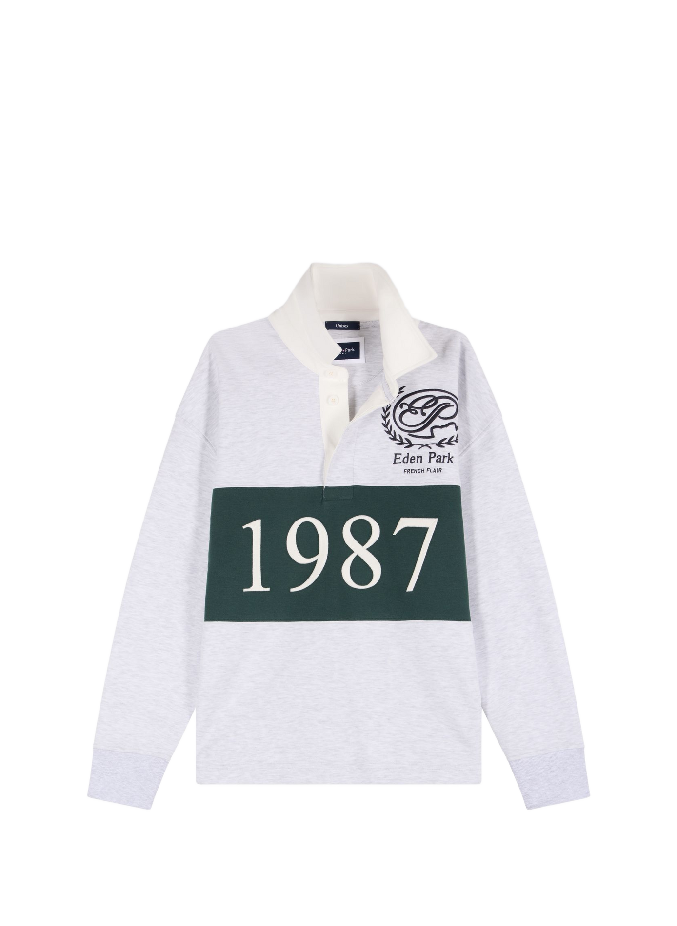 Sweat col polo en coton mélangé EDEN PARK Grey