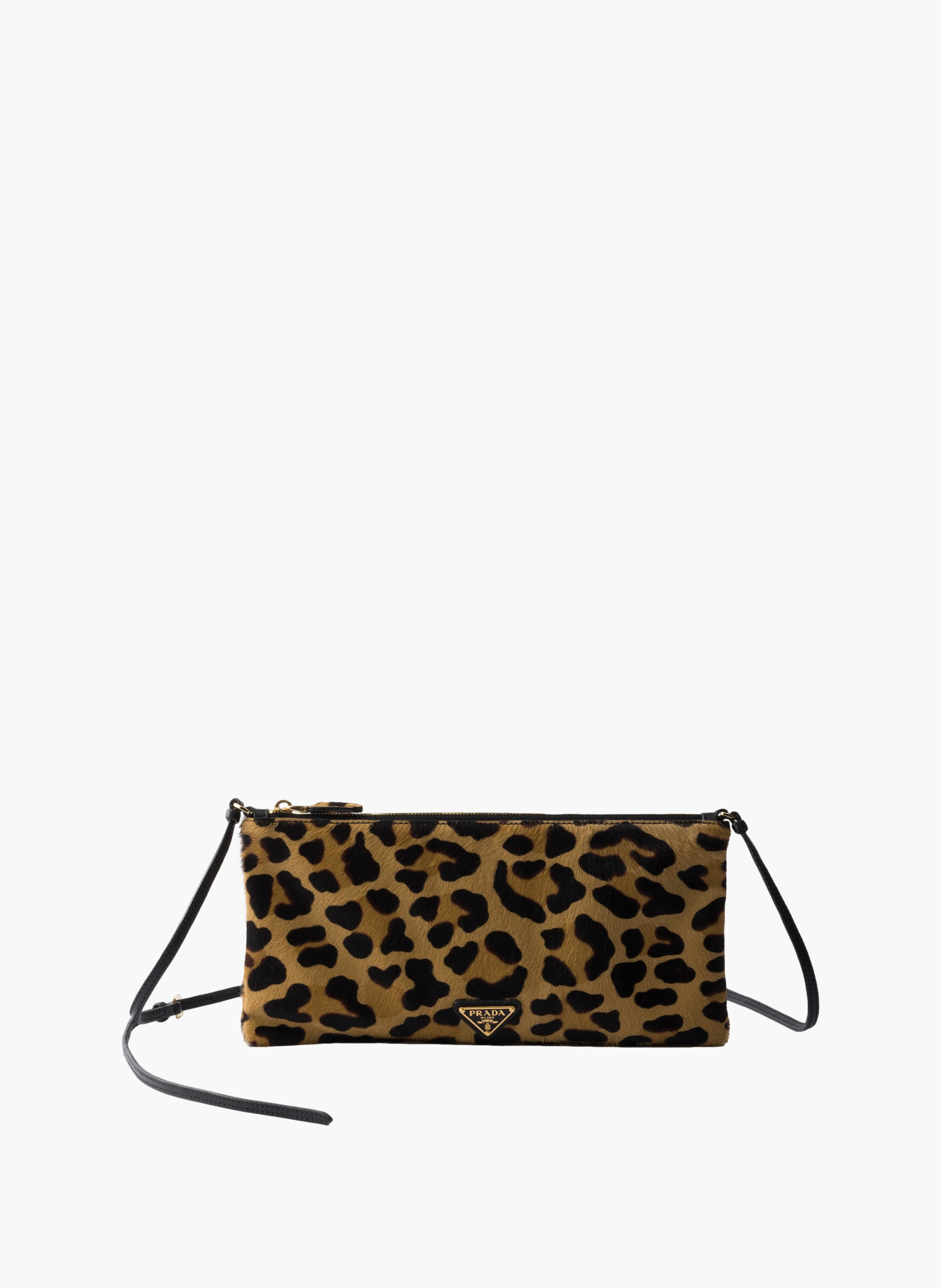 Small printed calf hair shoulder bag PRADA Beige