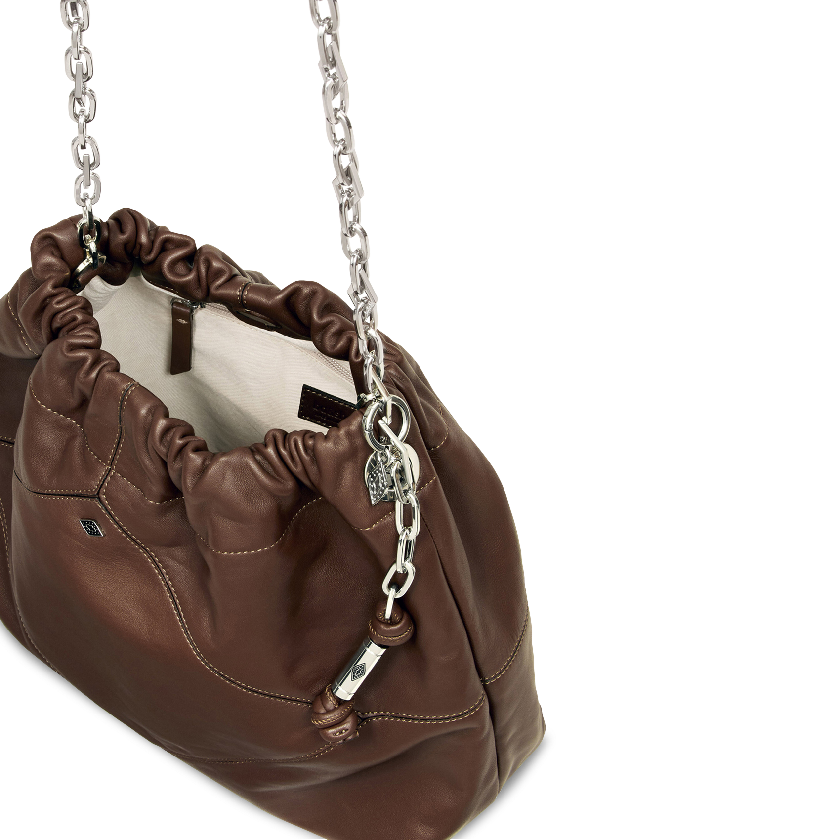 Tote bag à bandoulière chaîne en cuir june tote BA&SH Marron