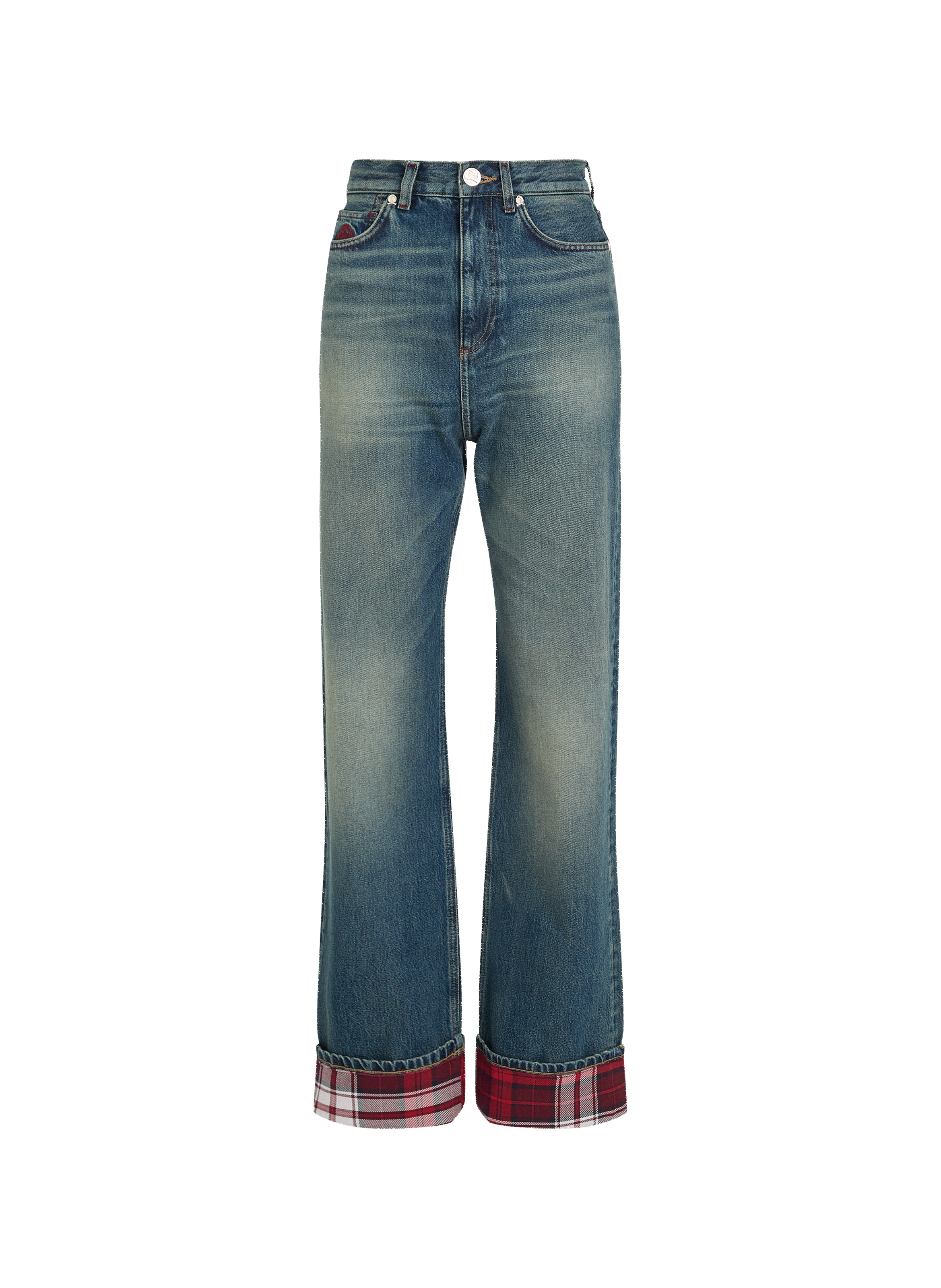 Jean à revers à motif