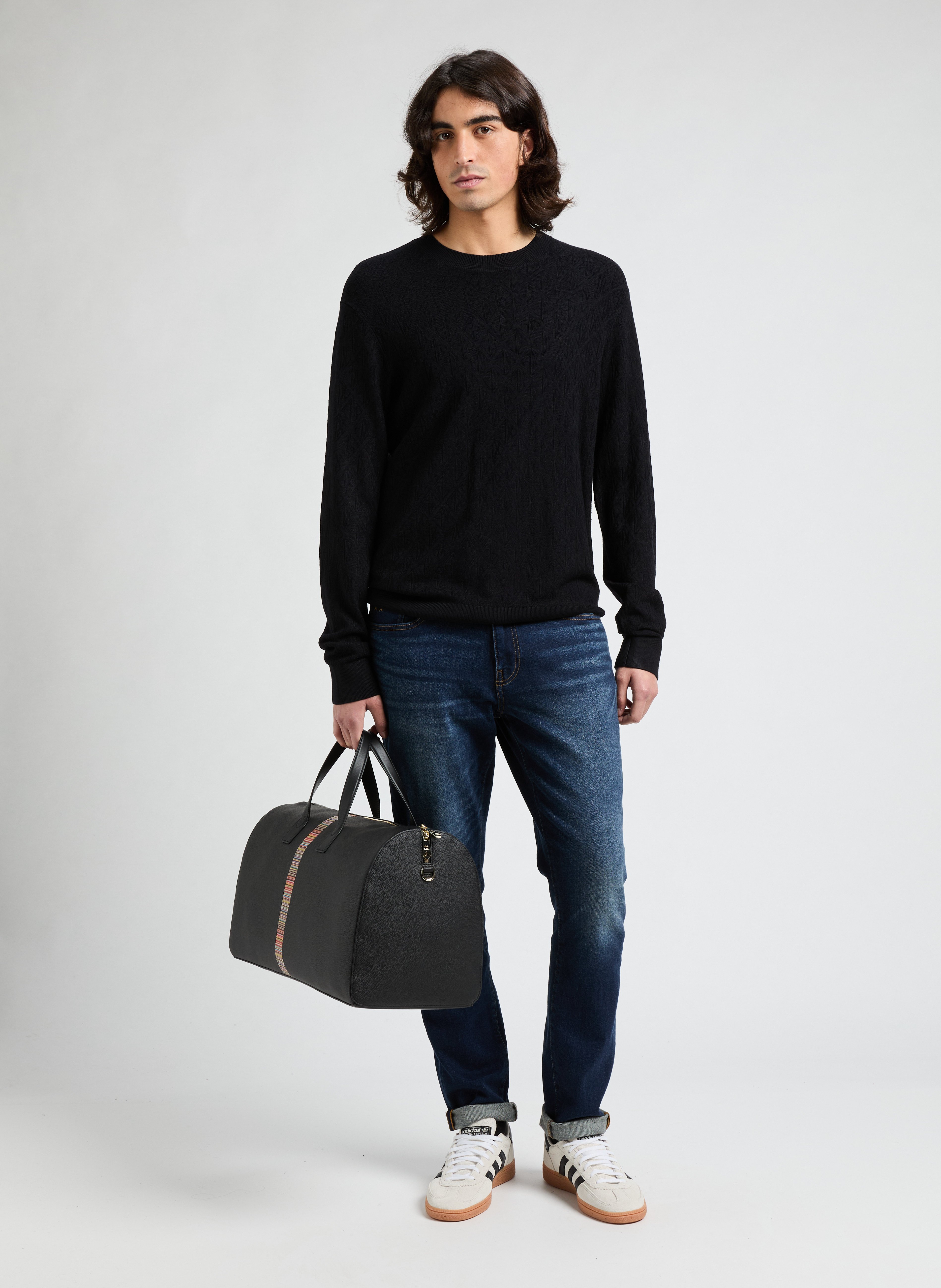 Sac fourre-tout en cuir avec bande Artist Stripe PAUL SMITH Noir