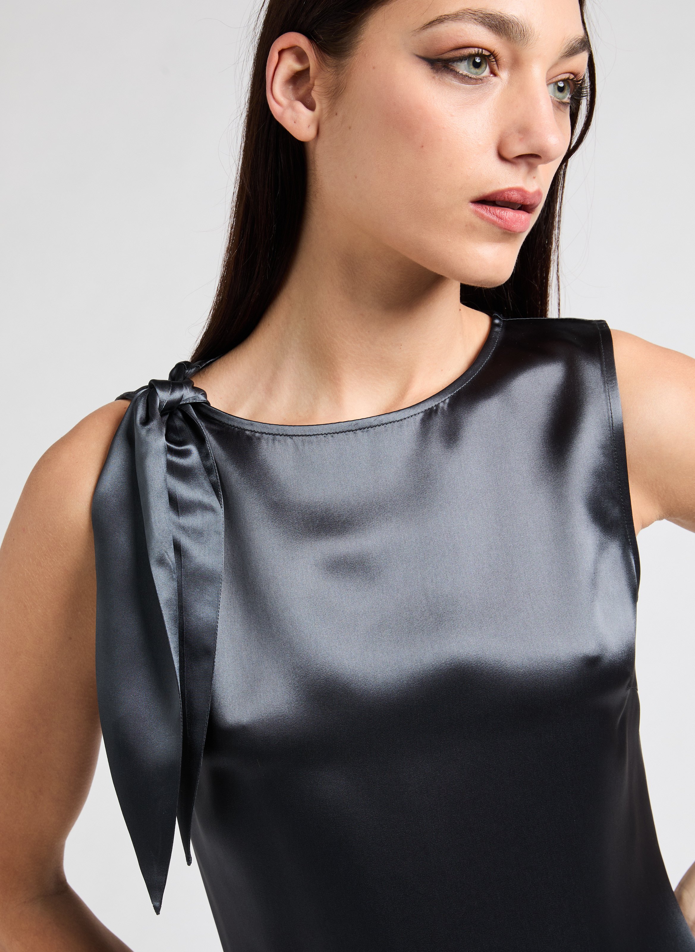 Robe longue satinée SAMSOE SAMSOE Gris