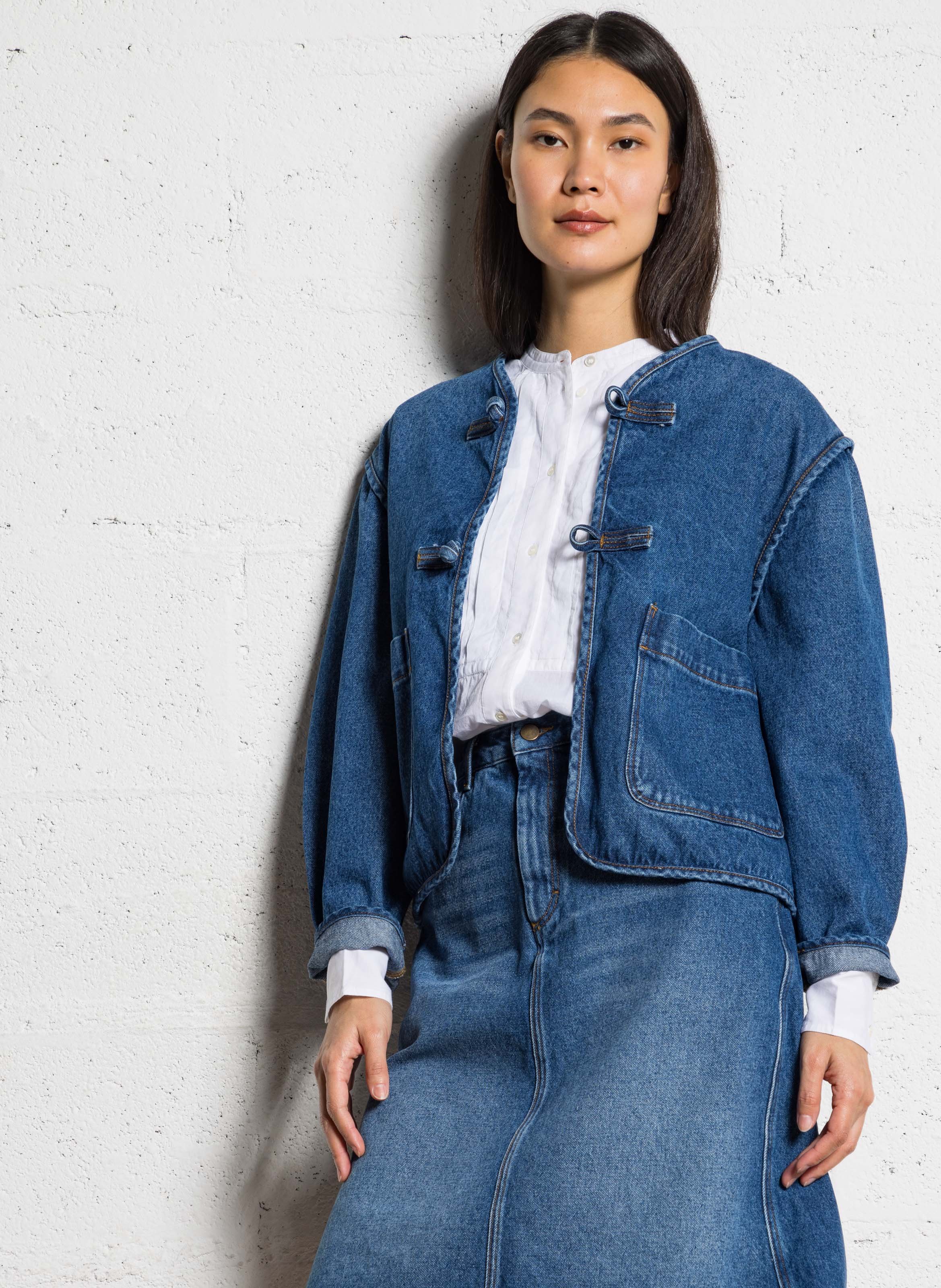 Veste droite en coton agatha SOEUR Bleu