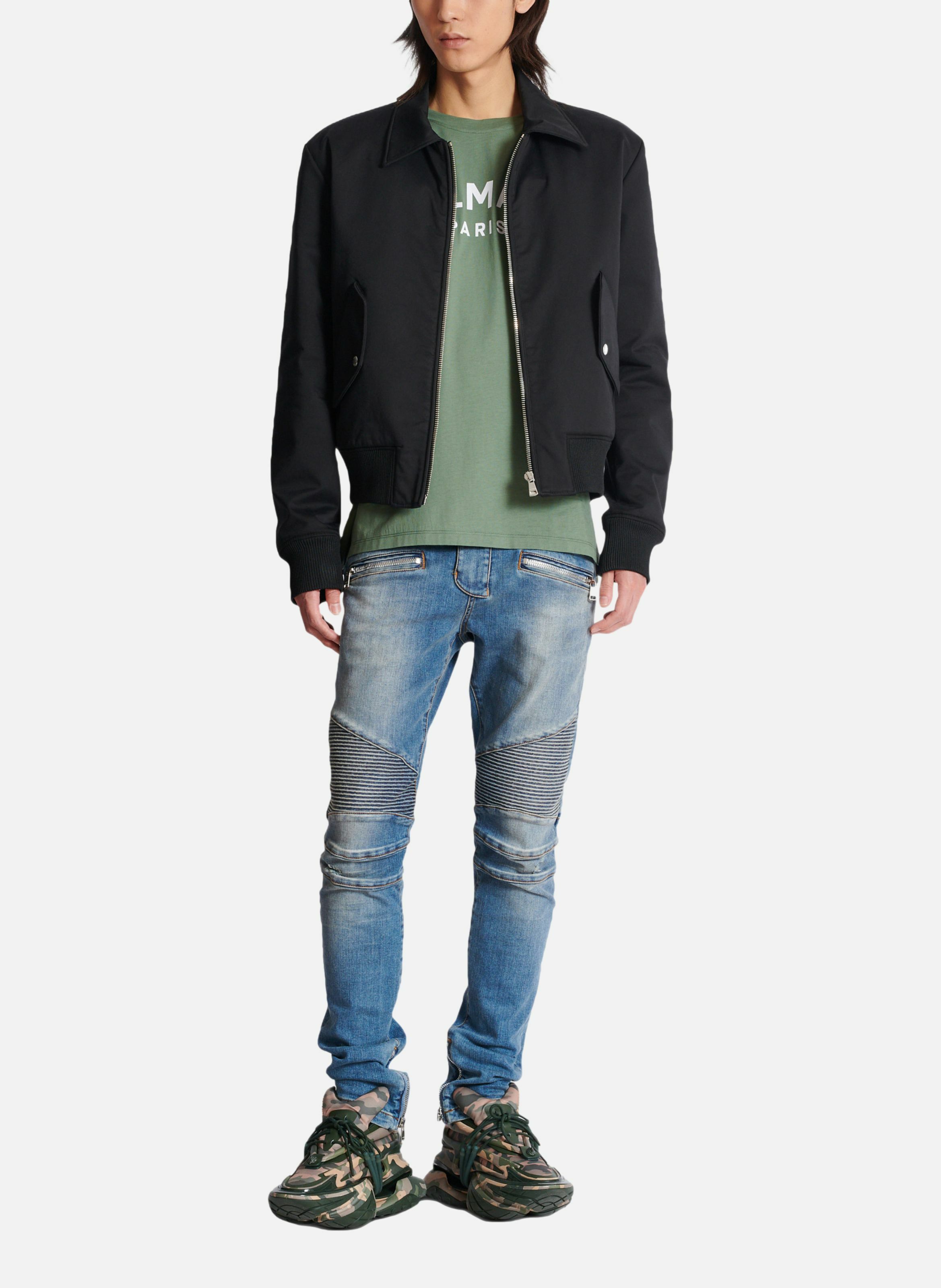 Jean biker slim en denim blue wash BALMAIN Bleu