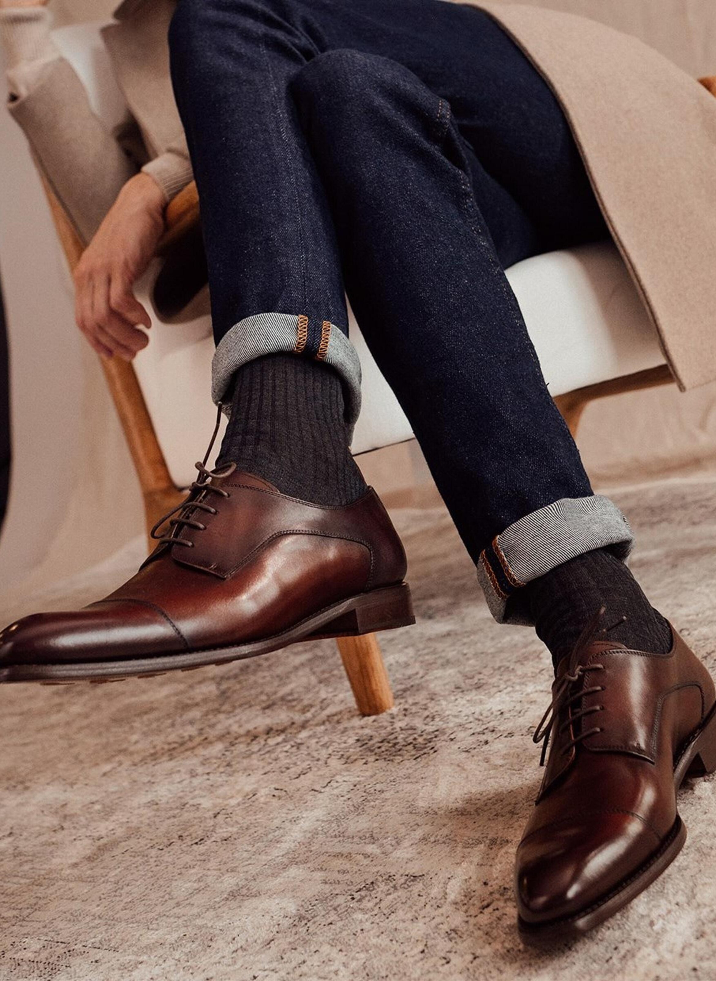 Derby cuir elvis FINSBURY Marron