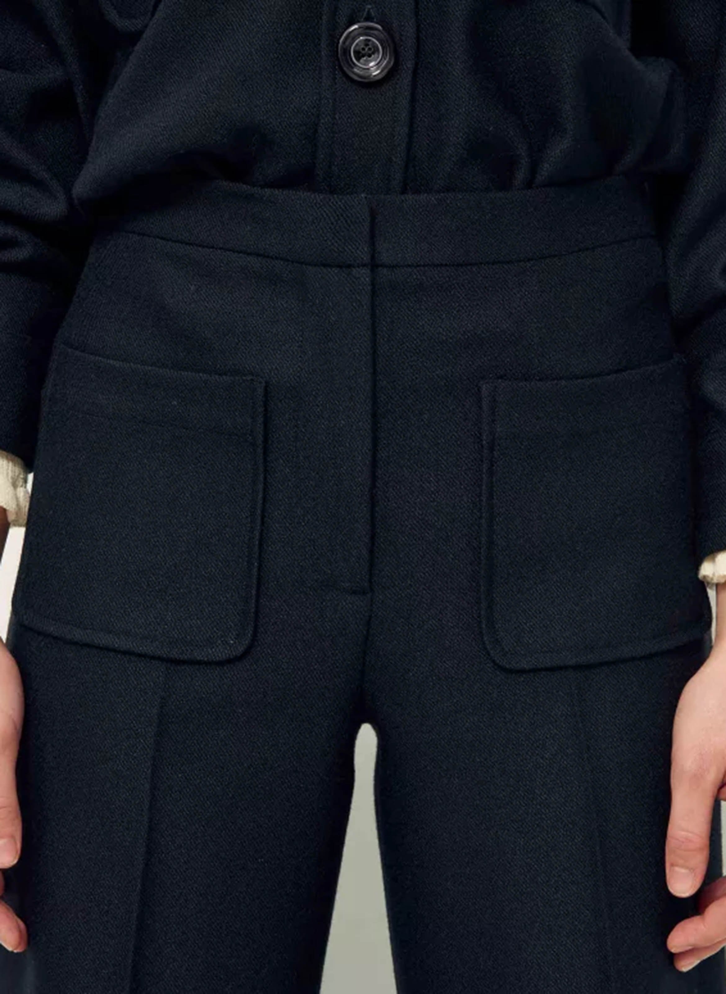 Pantalon droit à plis marqués alberwool SESSUN Noir