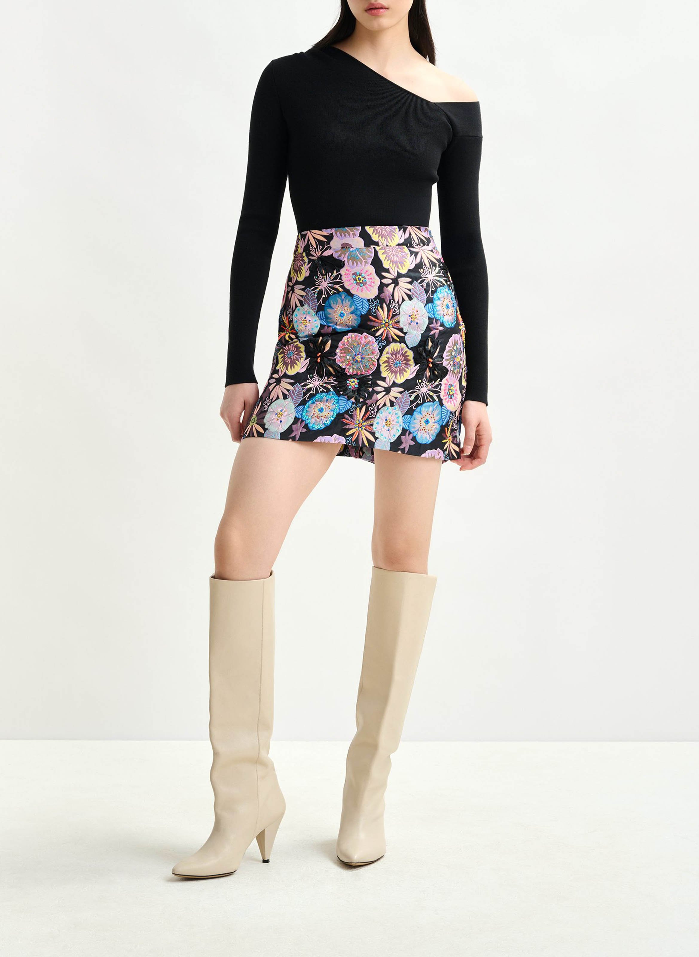 Jupe courte en jacquard brodé iorgeous ESSENTIEL ANTWERP Multicolore