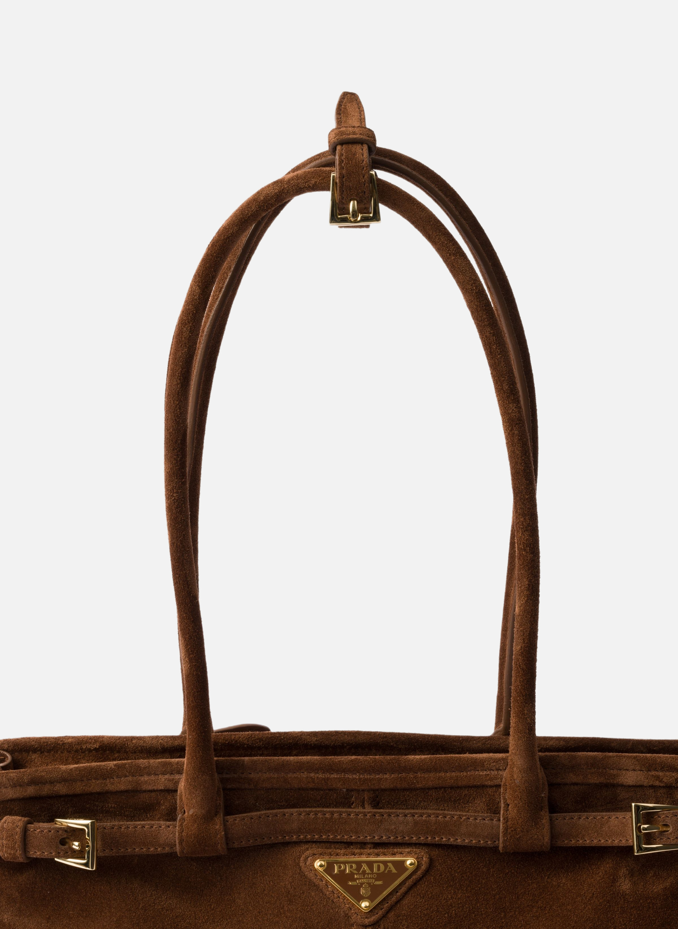 Sac à main prada bonnie en veau velours PRADA Marron