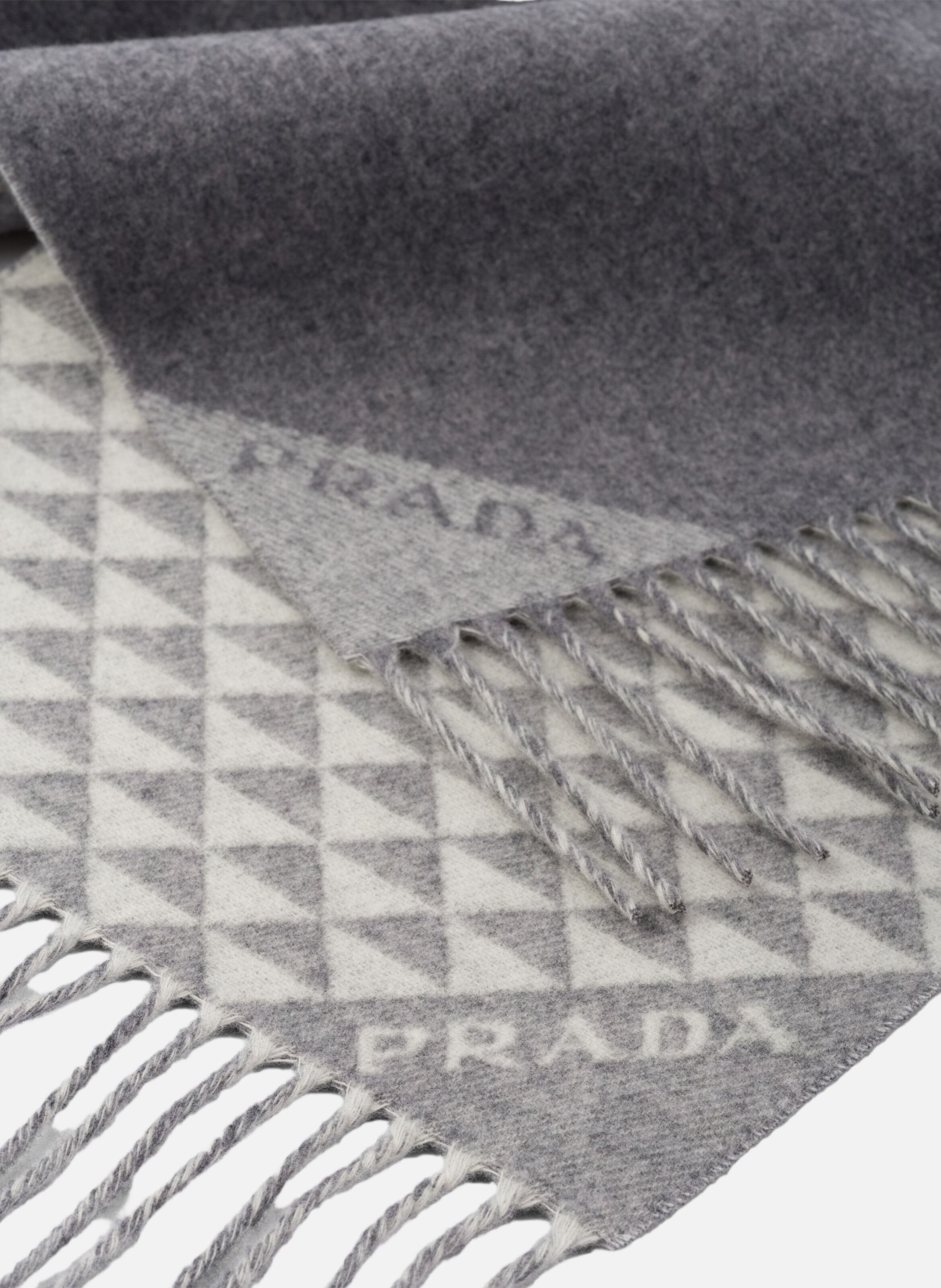 Écharpe symbole en laine et cachemire double PRADA Gris