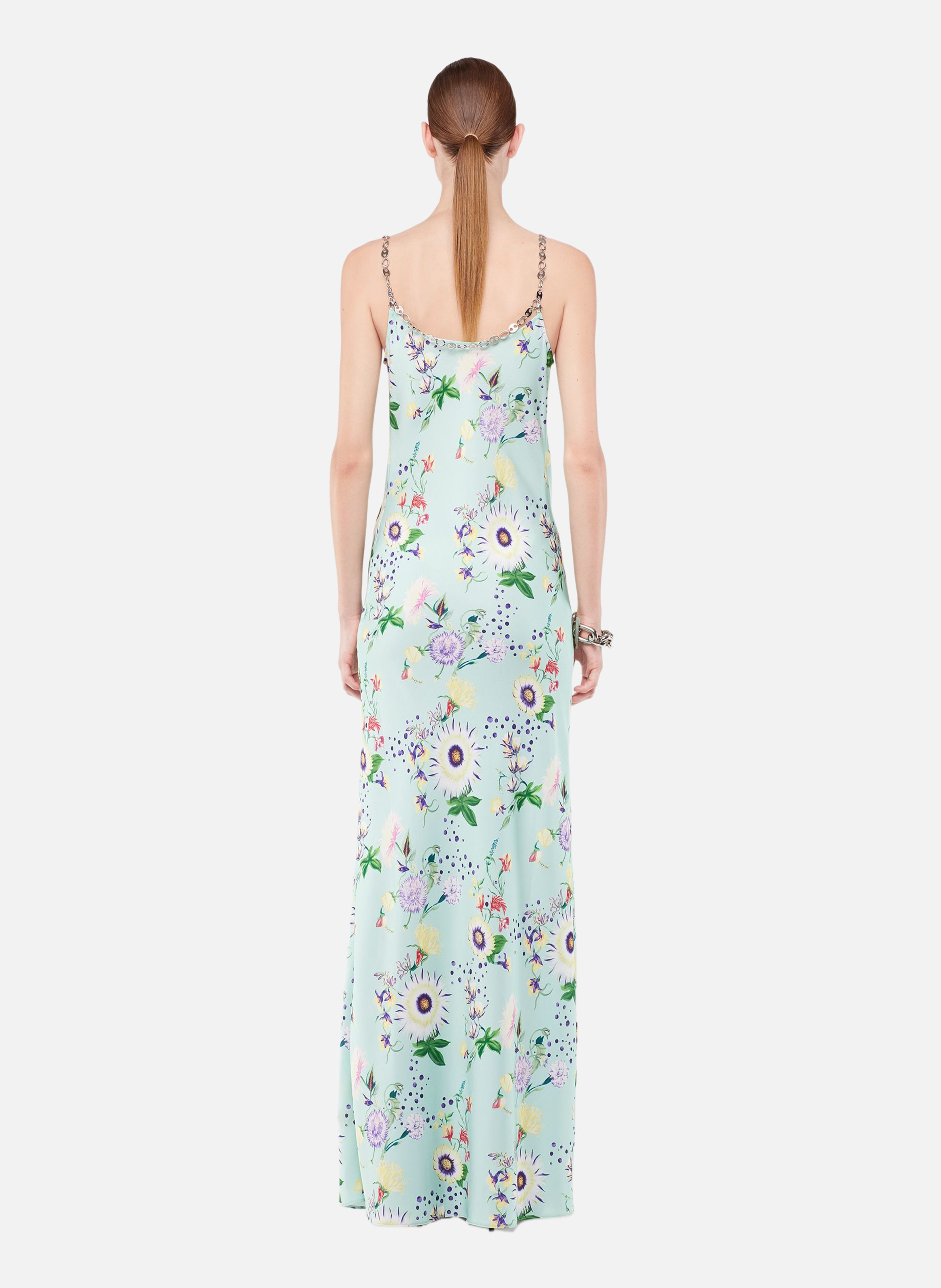 Robe à motifs floraux avec détails chaînes RABANNE Vert
