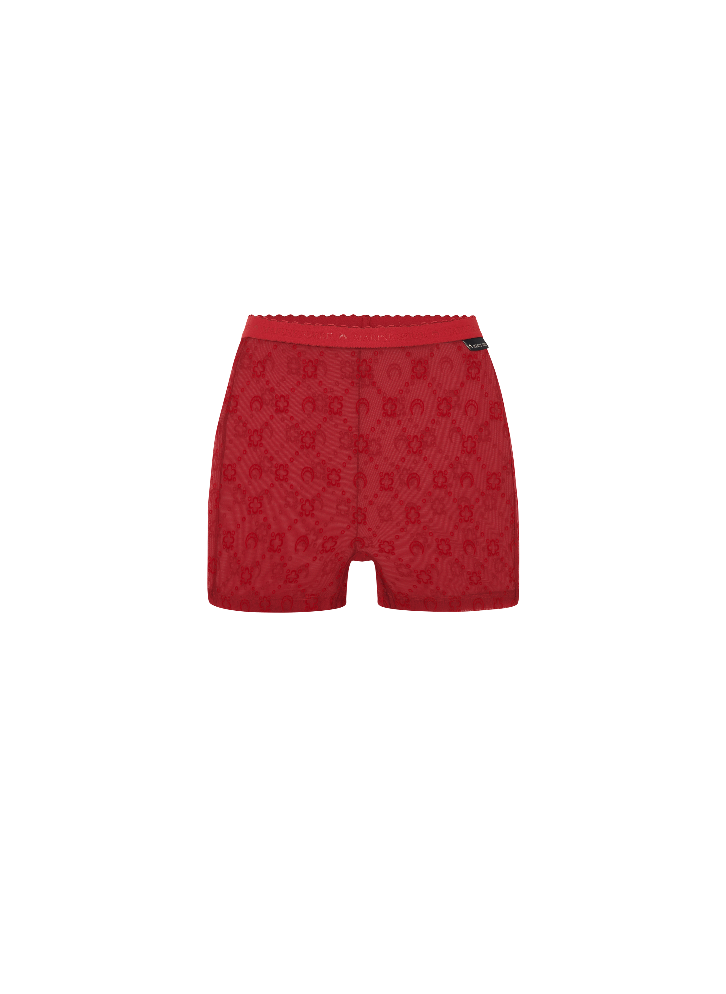 Short cycliste moonogram en mesh floqué  Ruban rouge