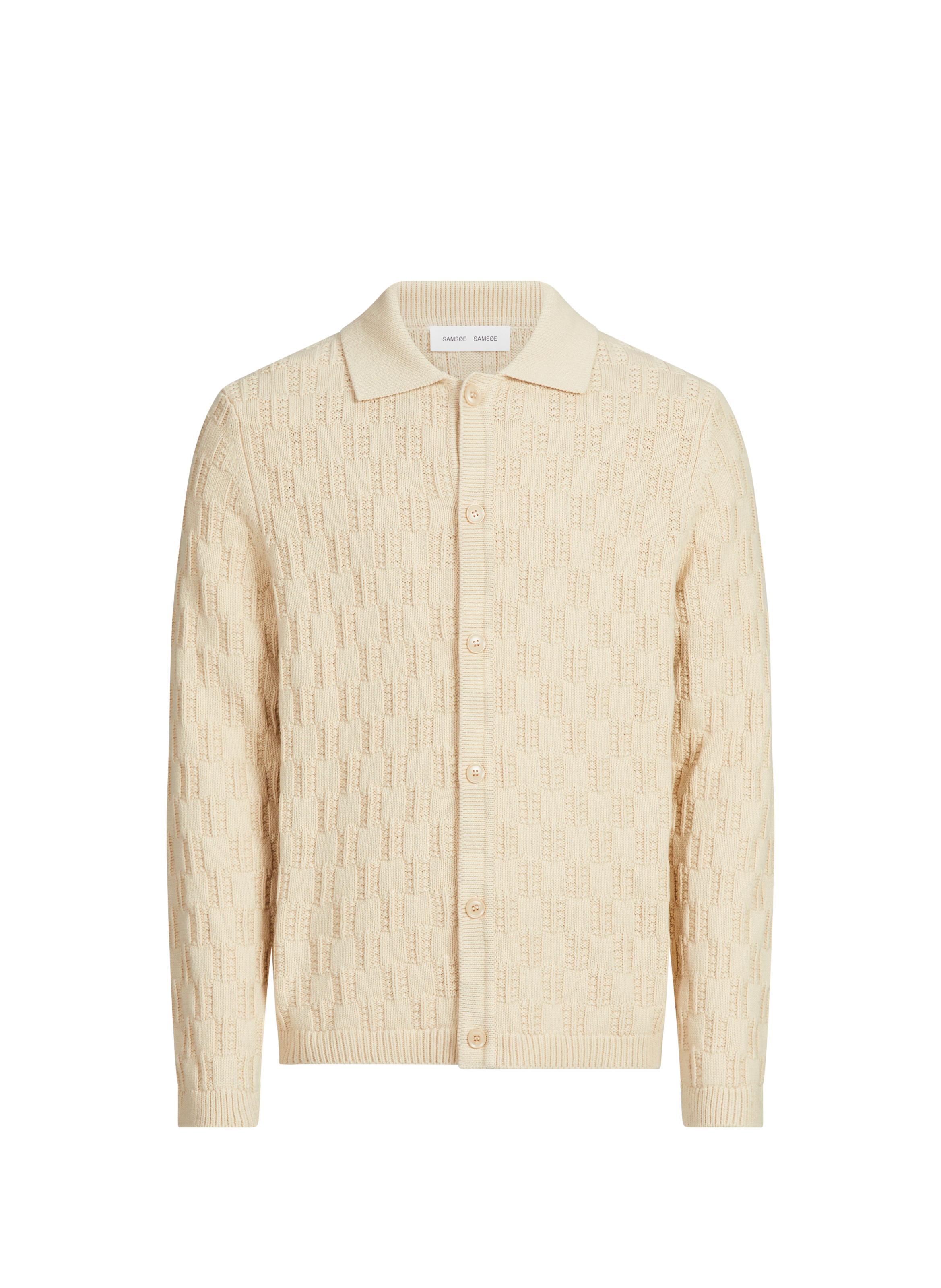 Organic cotton and wool knit cardigan SAMSOE SAMSOE Beige