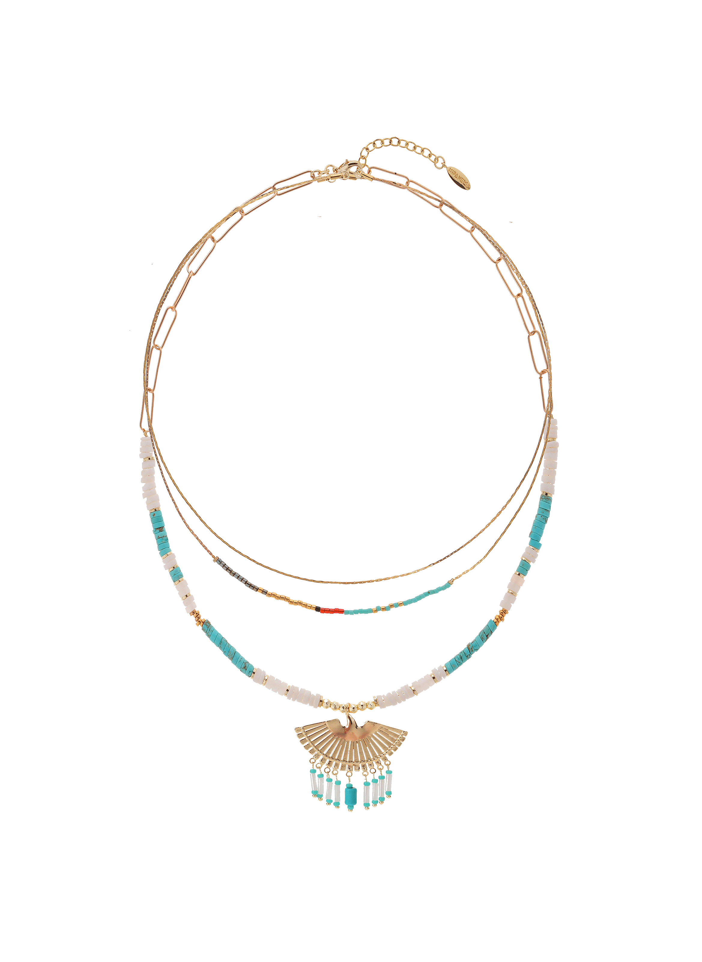 Collier rang multiples avec pendentif aloni HIPANEMA Bleu
