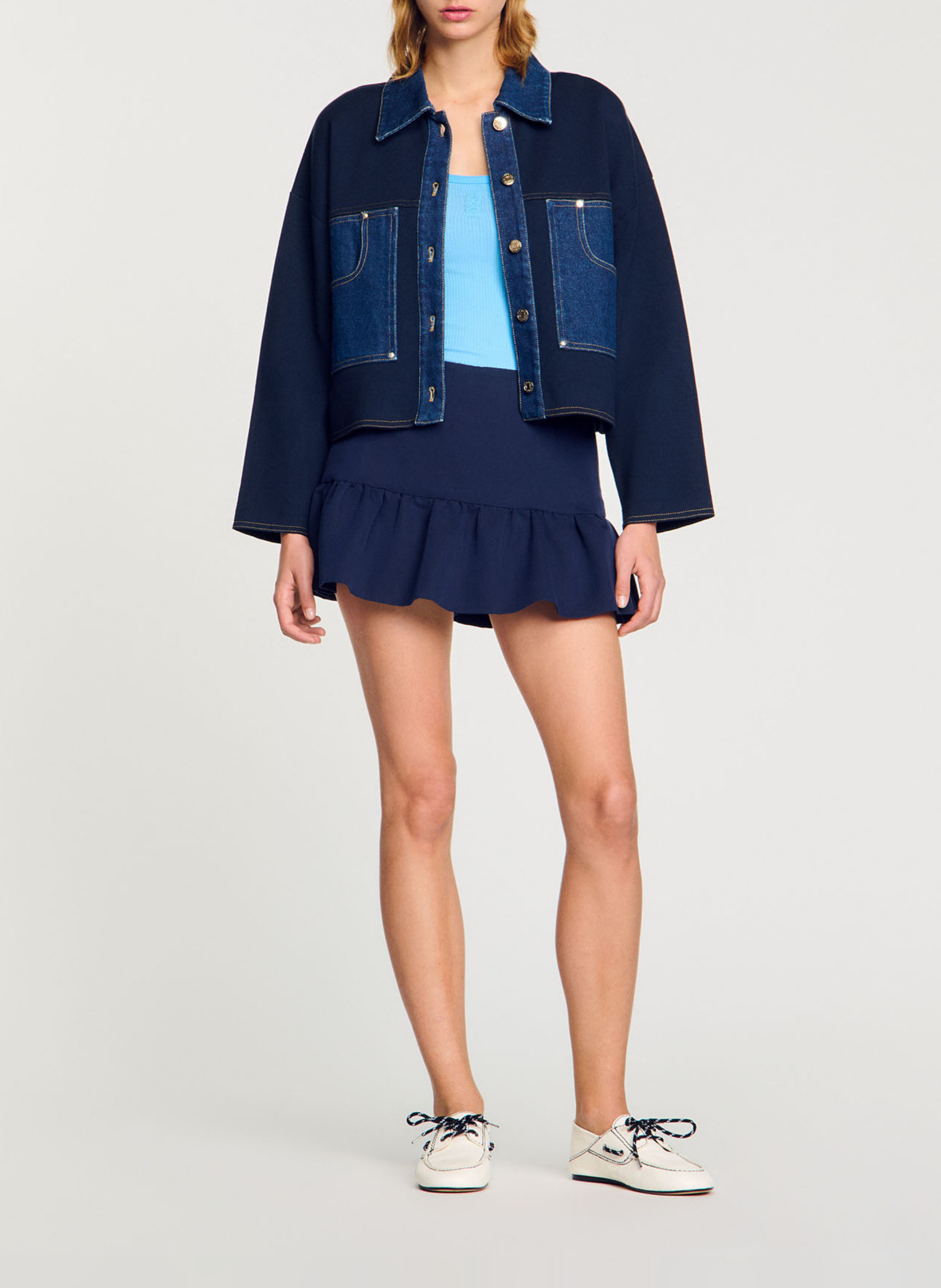 Veste courte avec détails en denim SANDRO Bleu