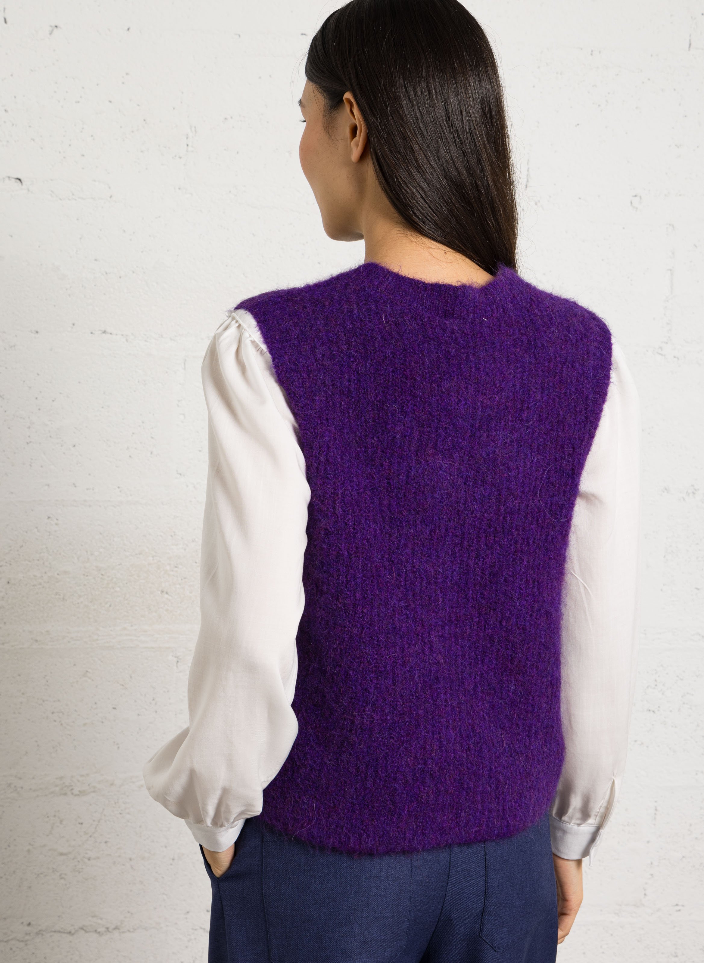 Gilet sans manches en maille duveteuse east AMERICAN VINTAGE Violet