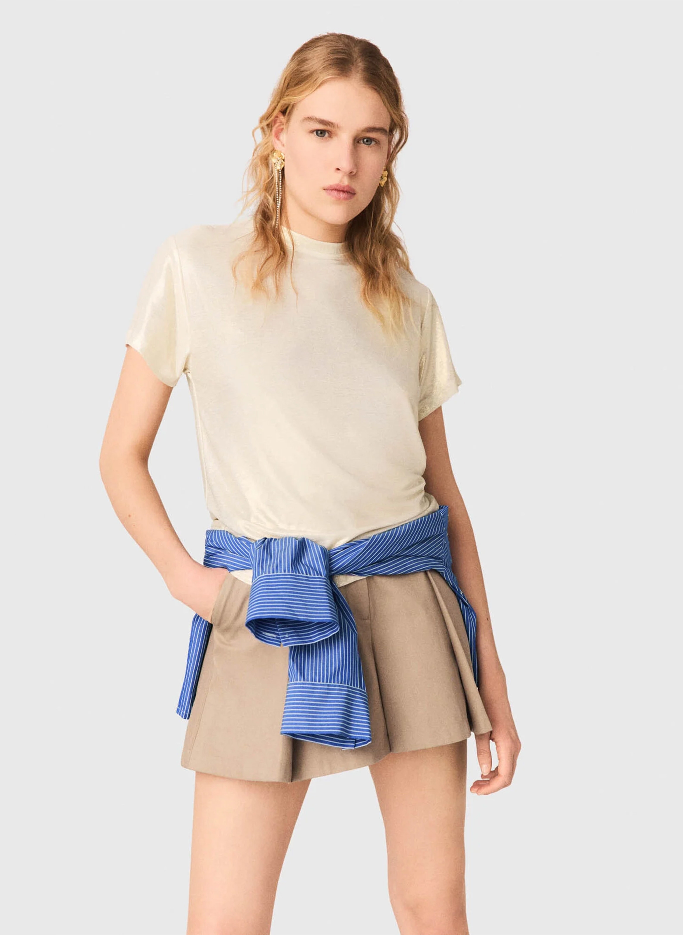 T-shirt droit col rond MAJE Doré