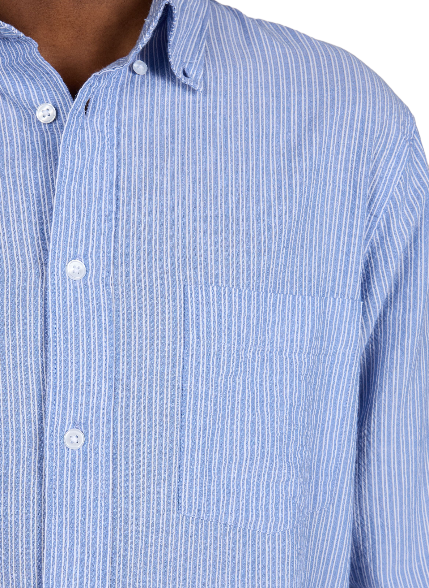 Chemise droite rayée en coton MINIMUM Bleu