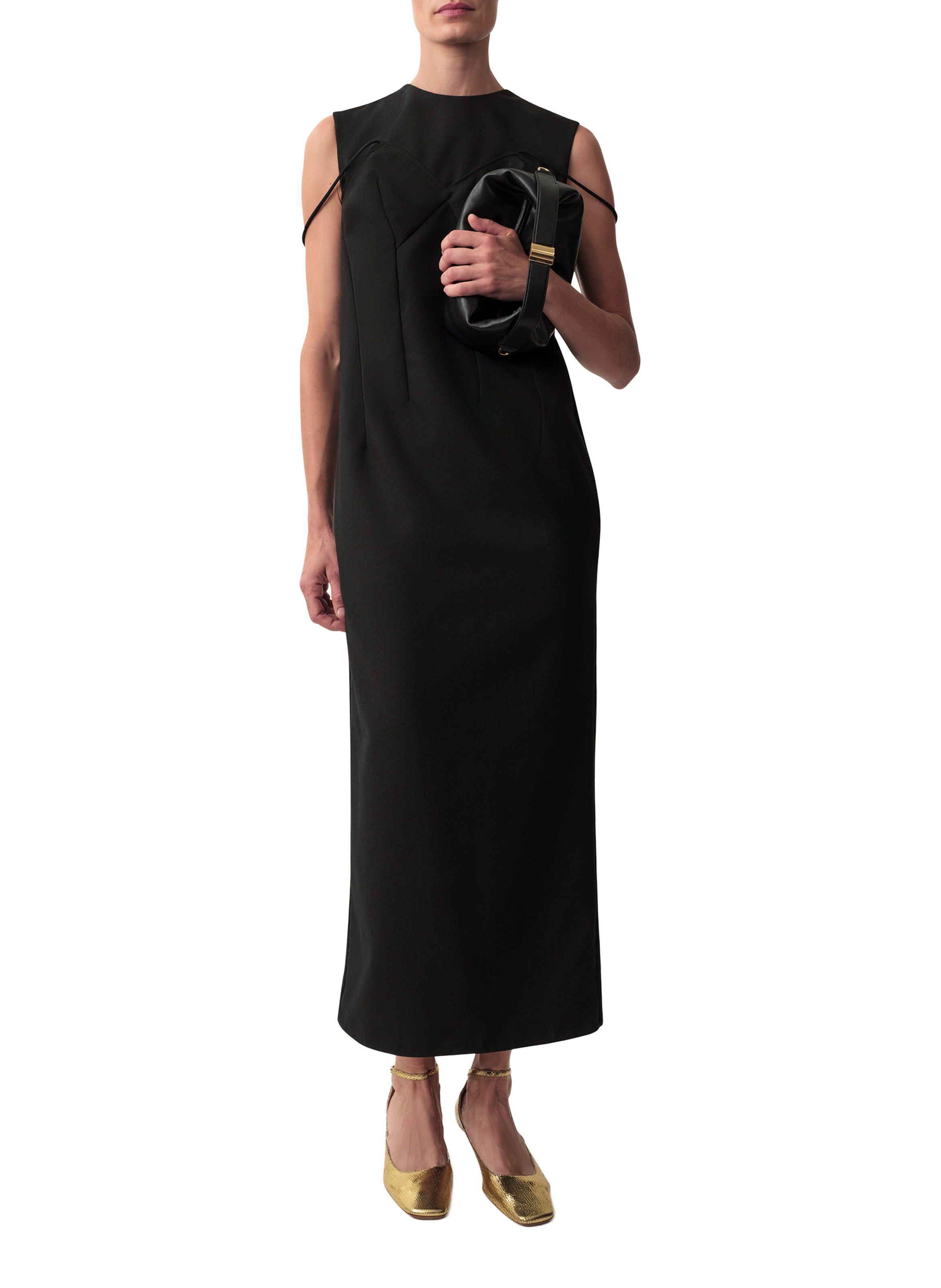Robe longue Pina en laine Calvin Klein Collection Noir