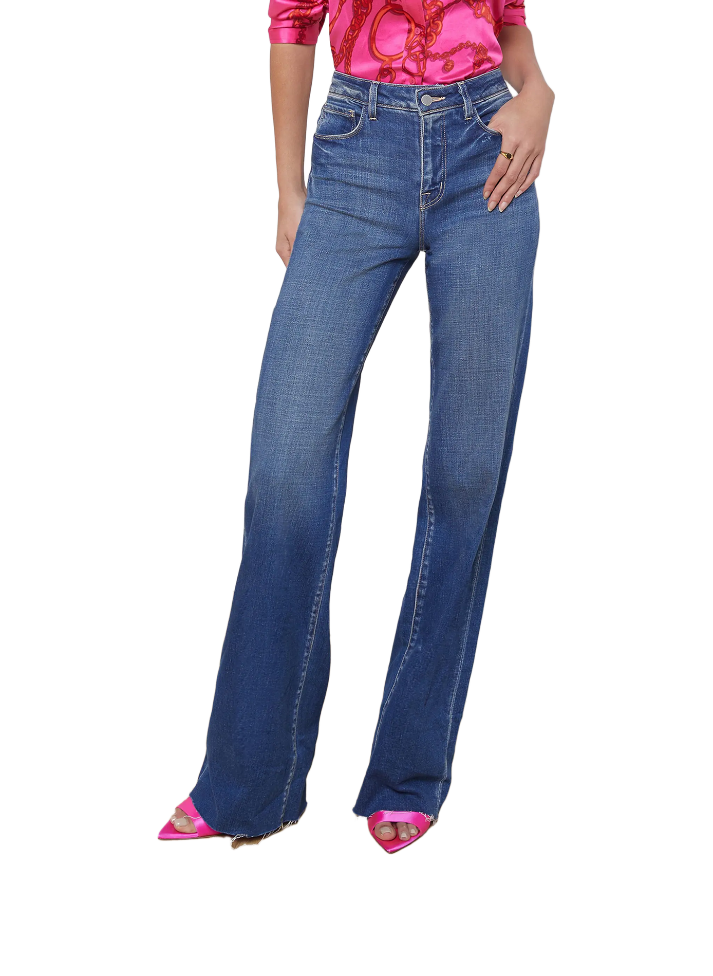 Straight-cut cotton-blend jeans L'AGENCE Blue