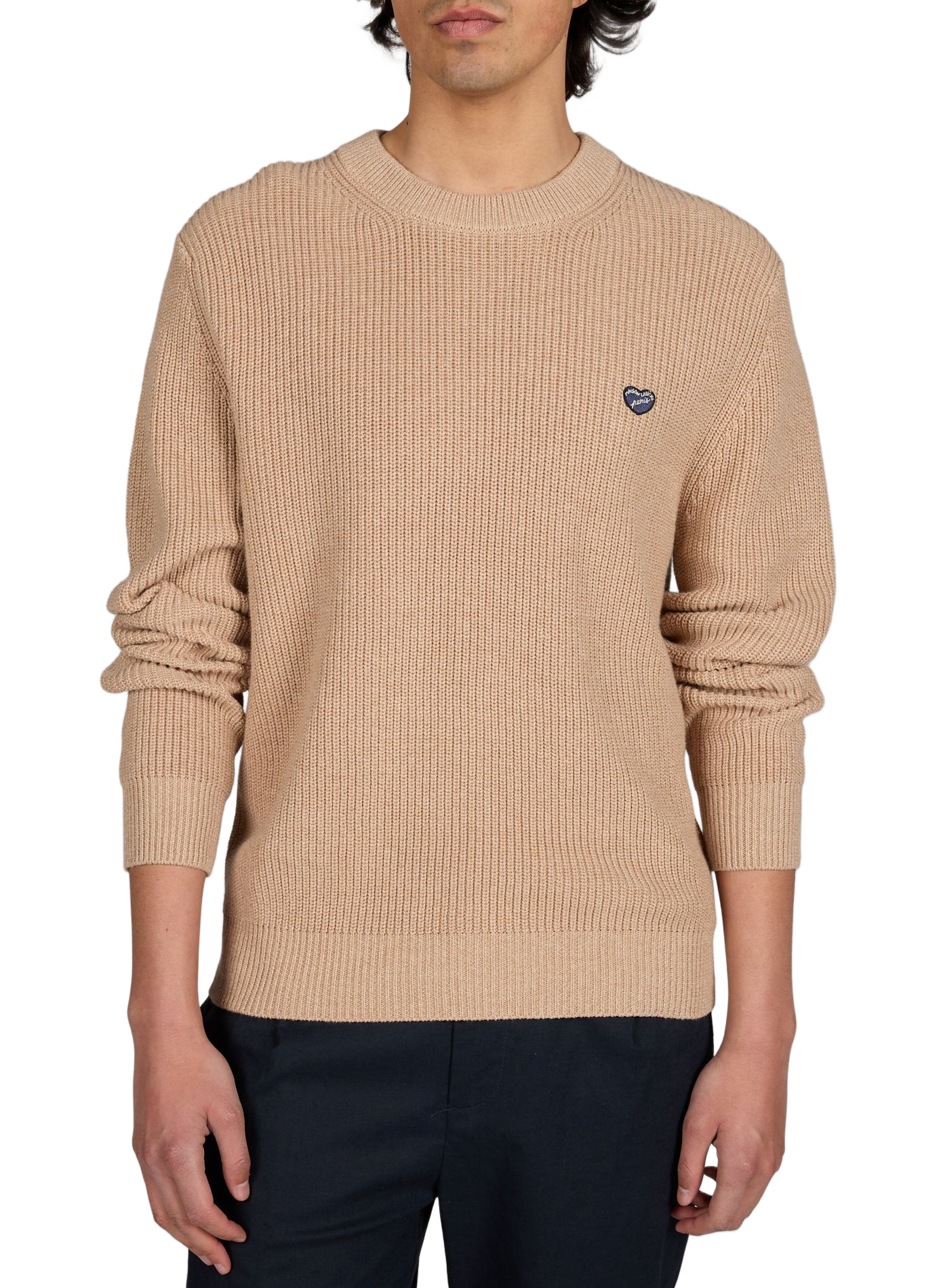 Pull Grancey patch coeur en coton MAISON LABICHE Beige
