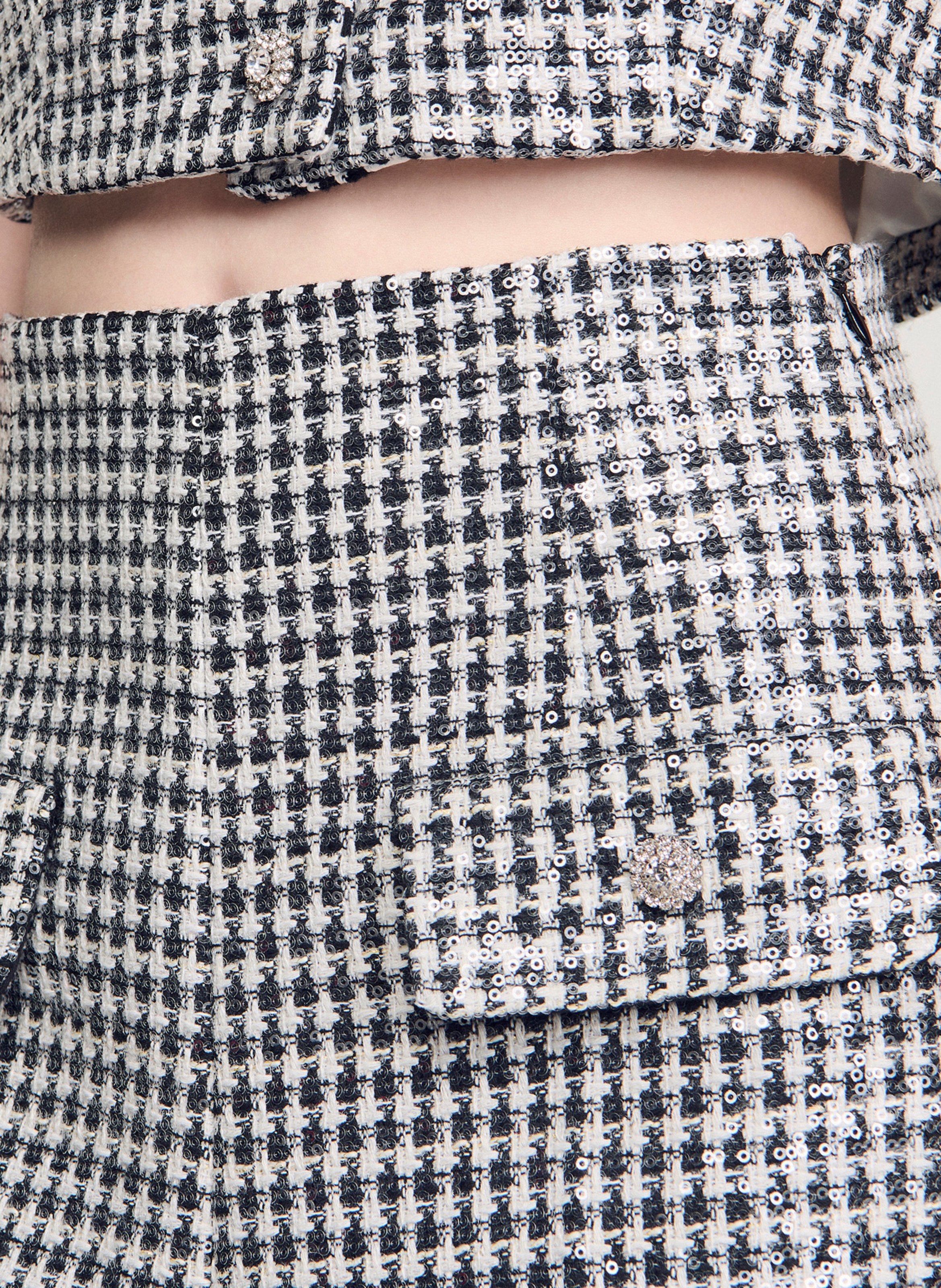 Short taille haute à carreaux SANDRO Noir