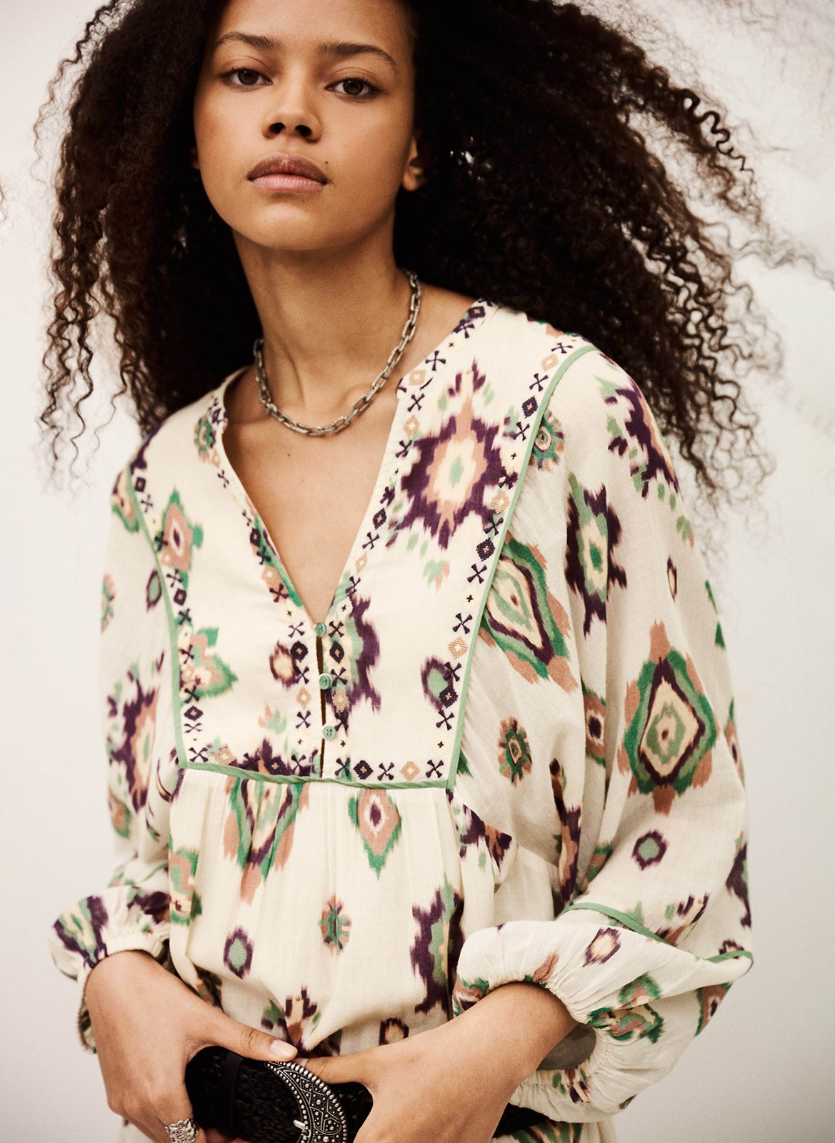 Robe midi imprimée oelia BA&SH Beige