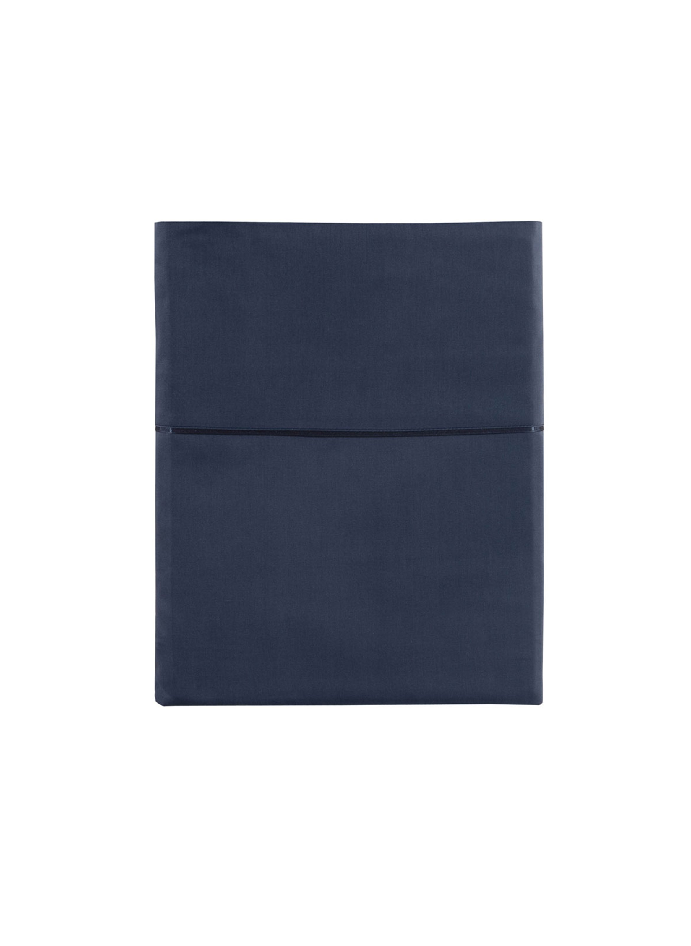 Drap plat uni en satin de coton bio, teophile ALEXANDRE TURPAULT Bleu
