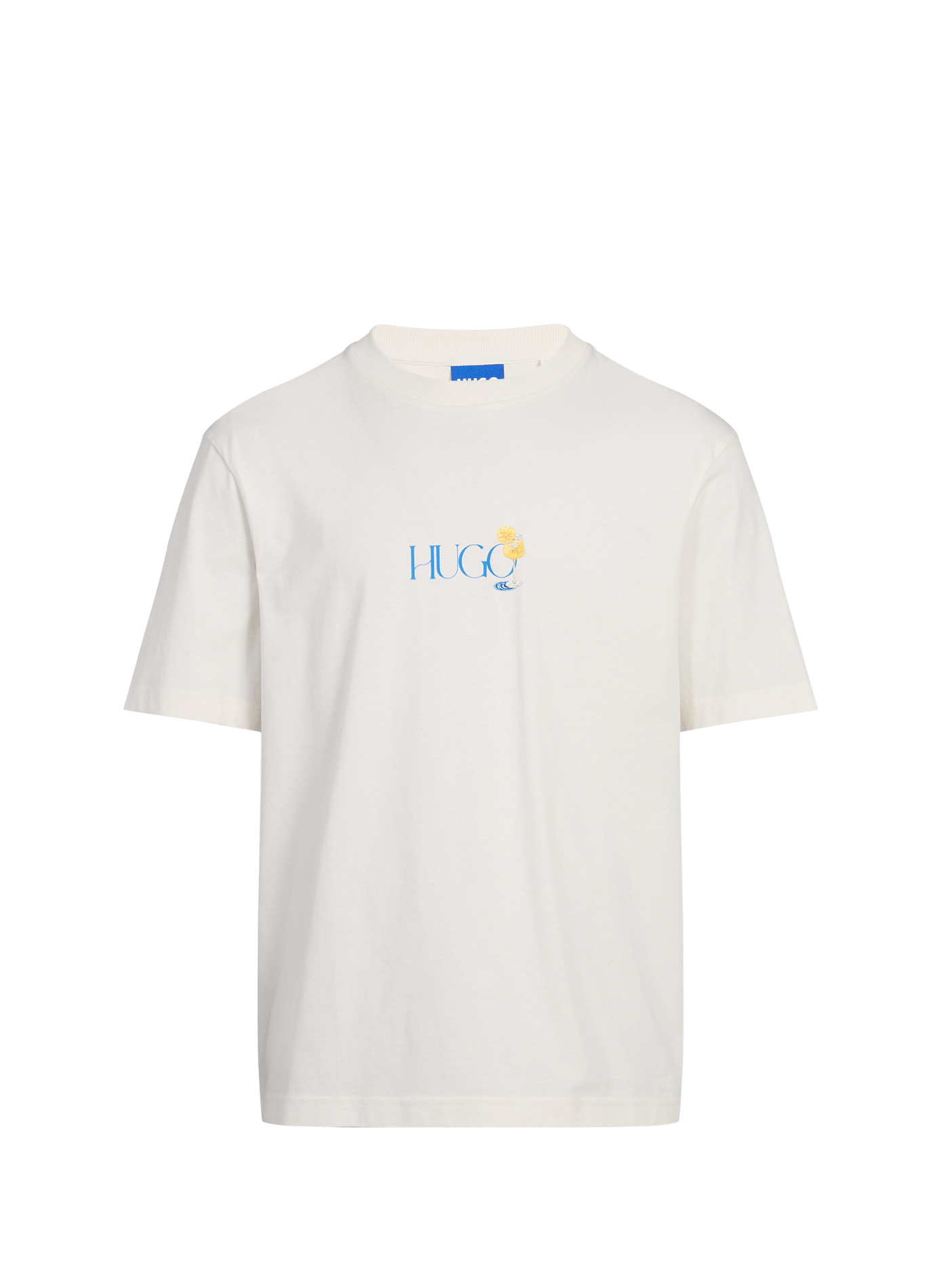 Biker-style cotton t-shirt HUGO BLUE Beige