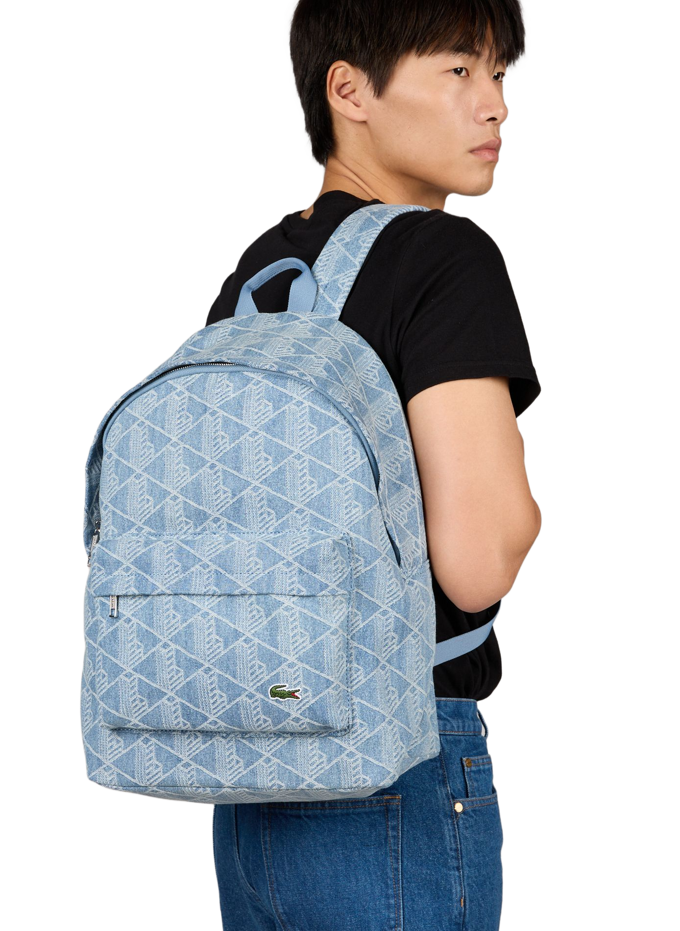 Monogram cotton backpack LACOSTE Blue