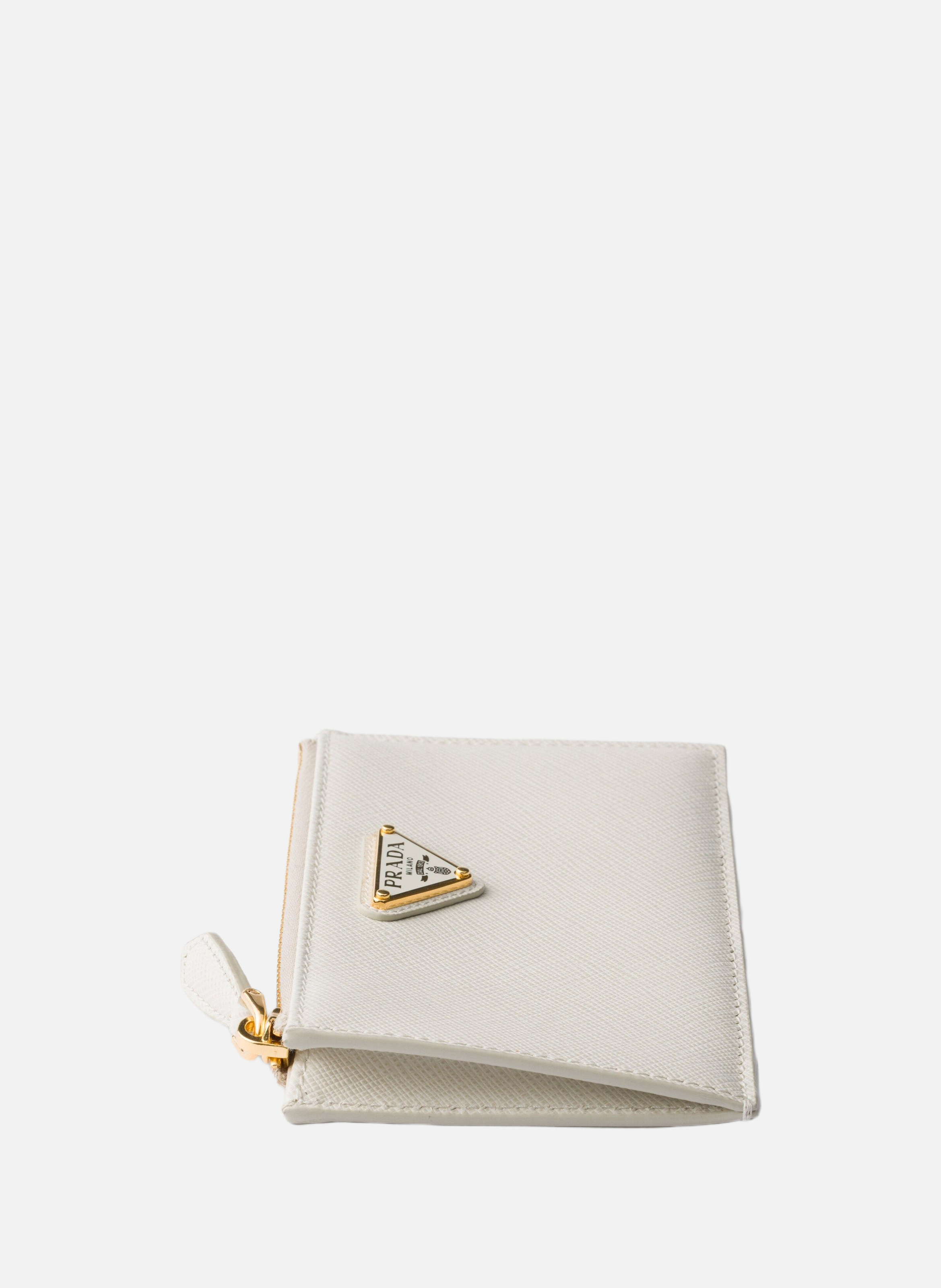 Porte-cartes en cuir saffiano PRADA Beige
