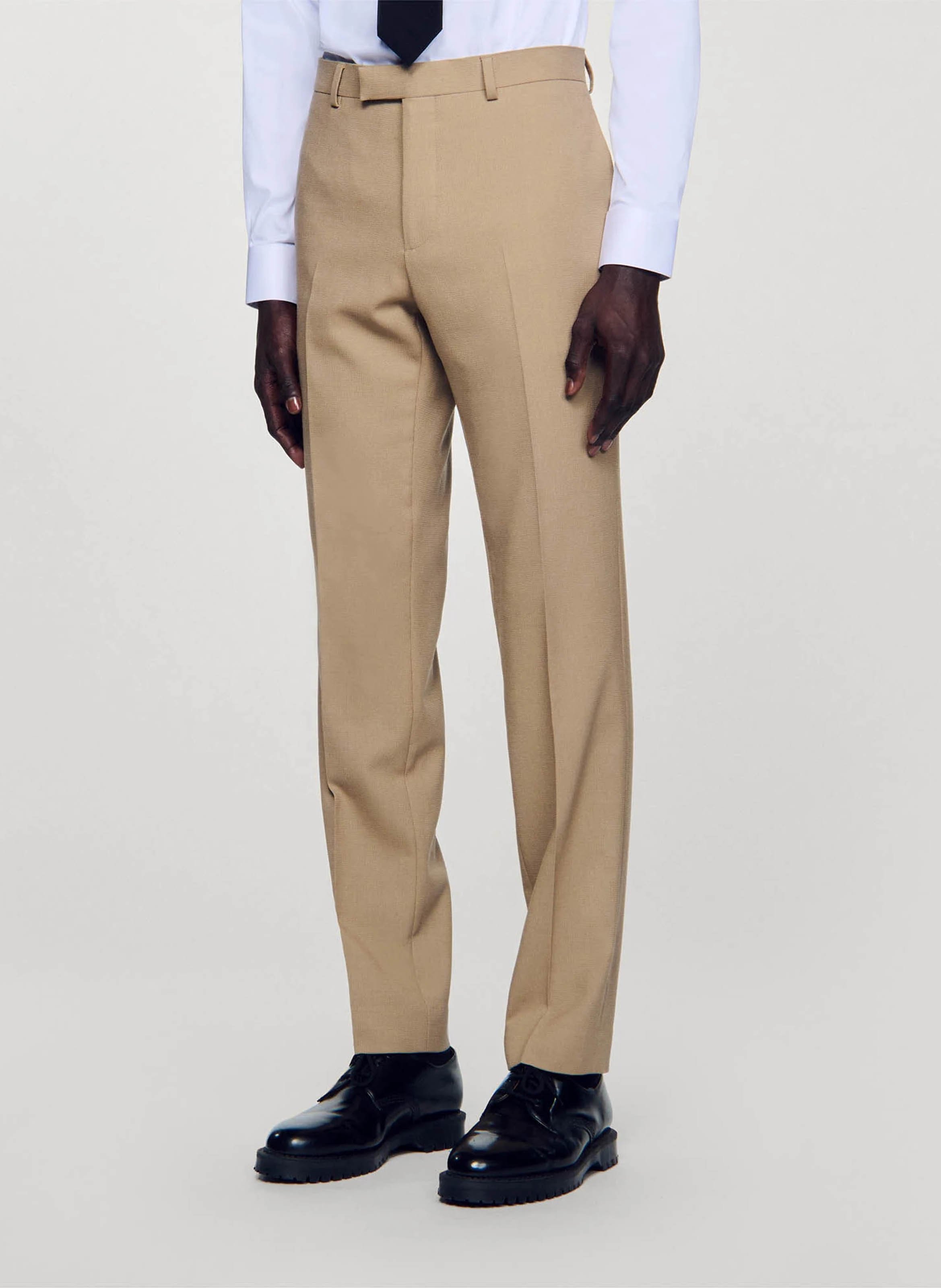 Pantalon de costume en laine SANDRO Beige