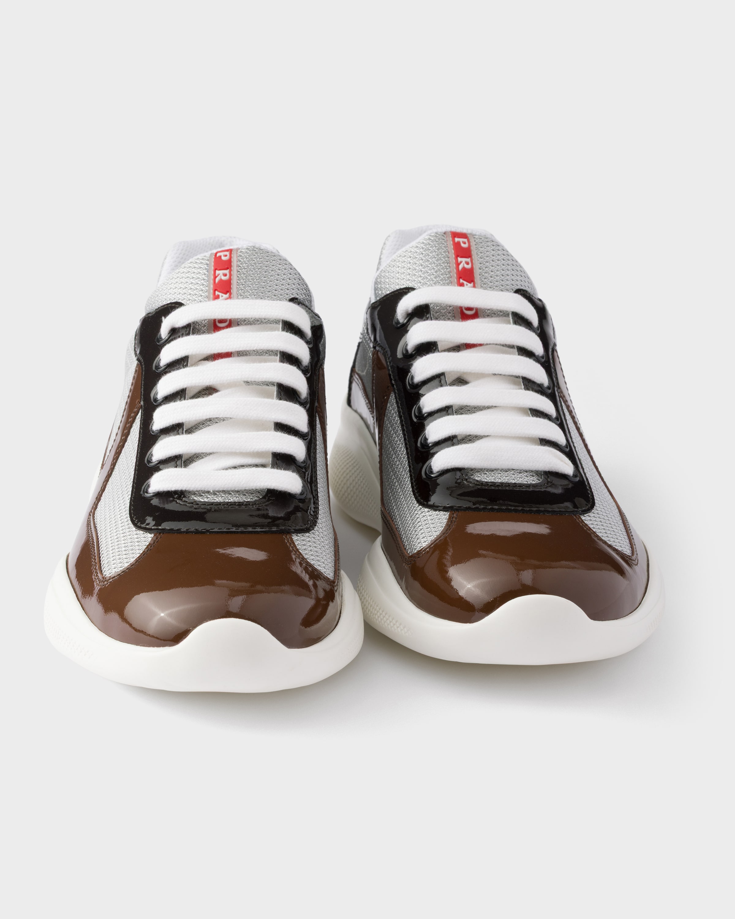 Sneakers prada america’s cup en cuir verni et tiss PRADA Marron