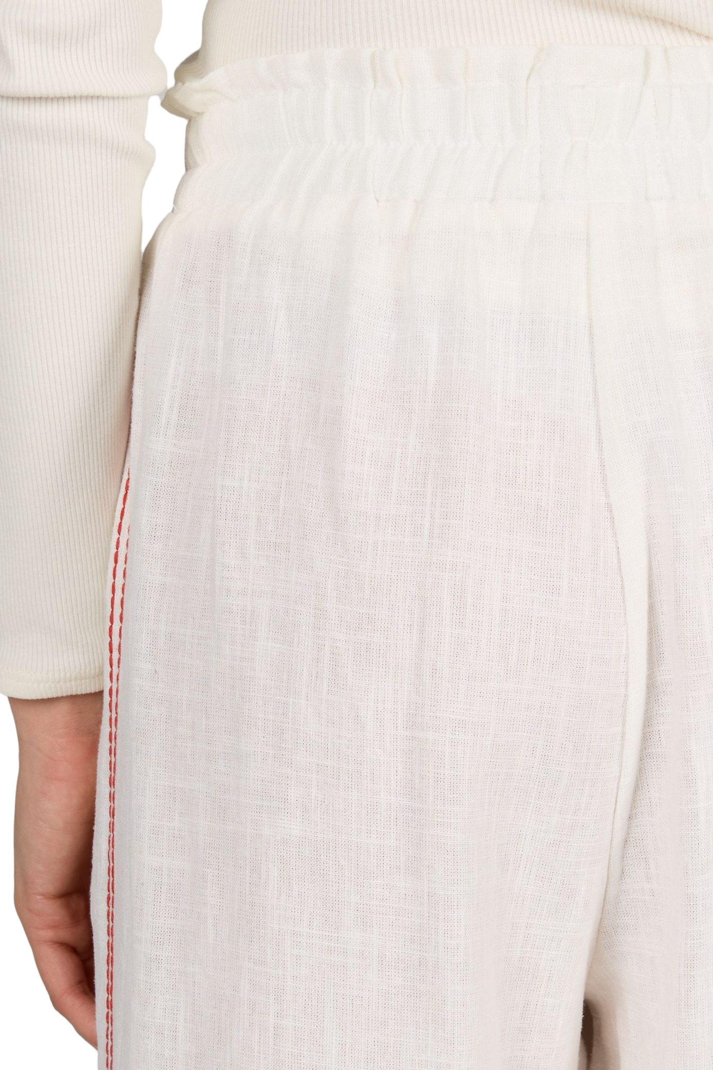 Pantalon Conor à détails brodés et taille haute élastiquée GARANCE Blanc