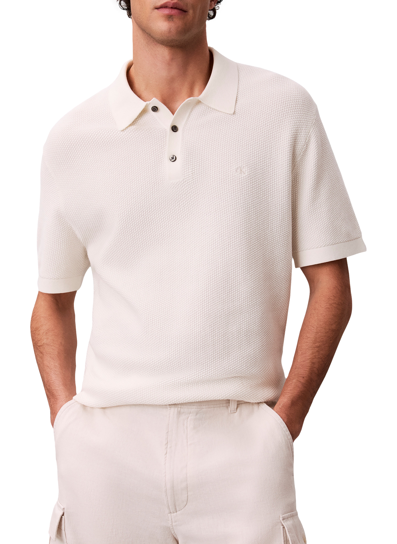 Kurzarm-Poloshirt aus Baumwolle CALVIN KLEIN Beige