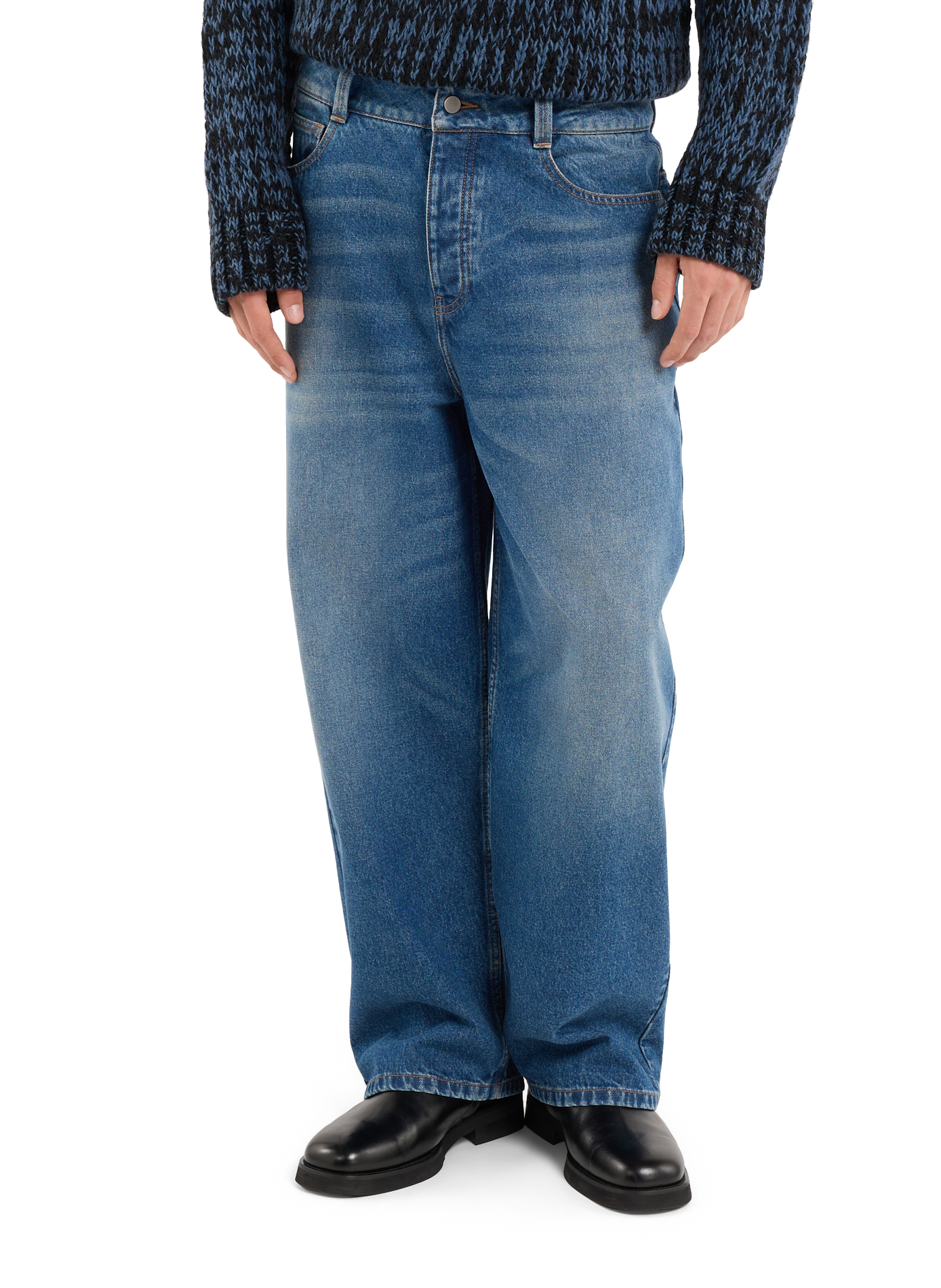 Round-neck sweater in ribbed knit SAISON 1865 Blue