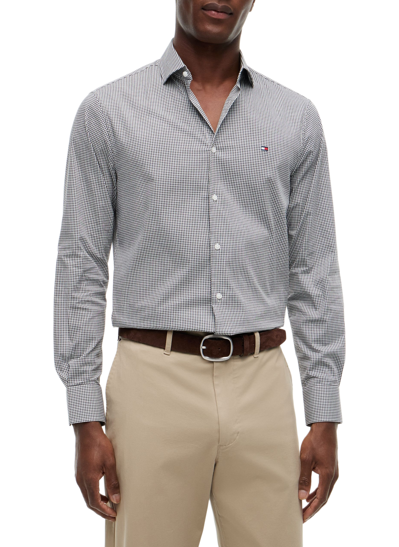 Chemise droite en coton organique mélangé TOMMY HILFIGER Noir