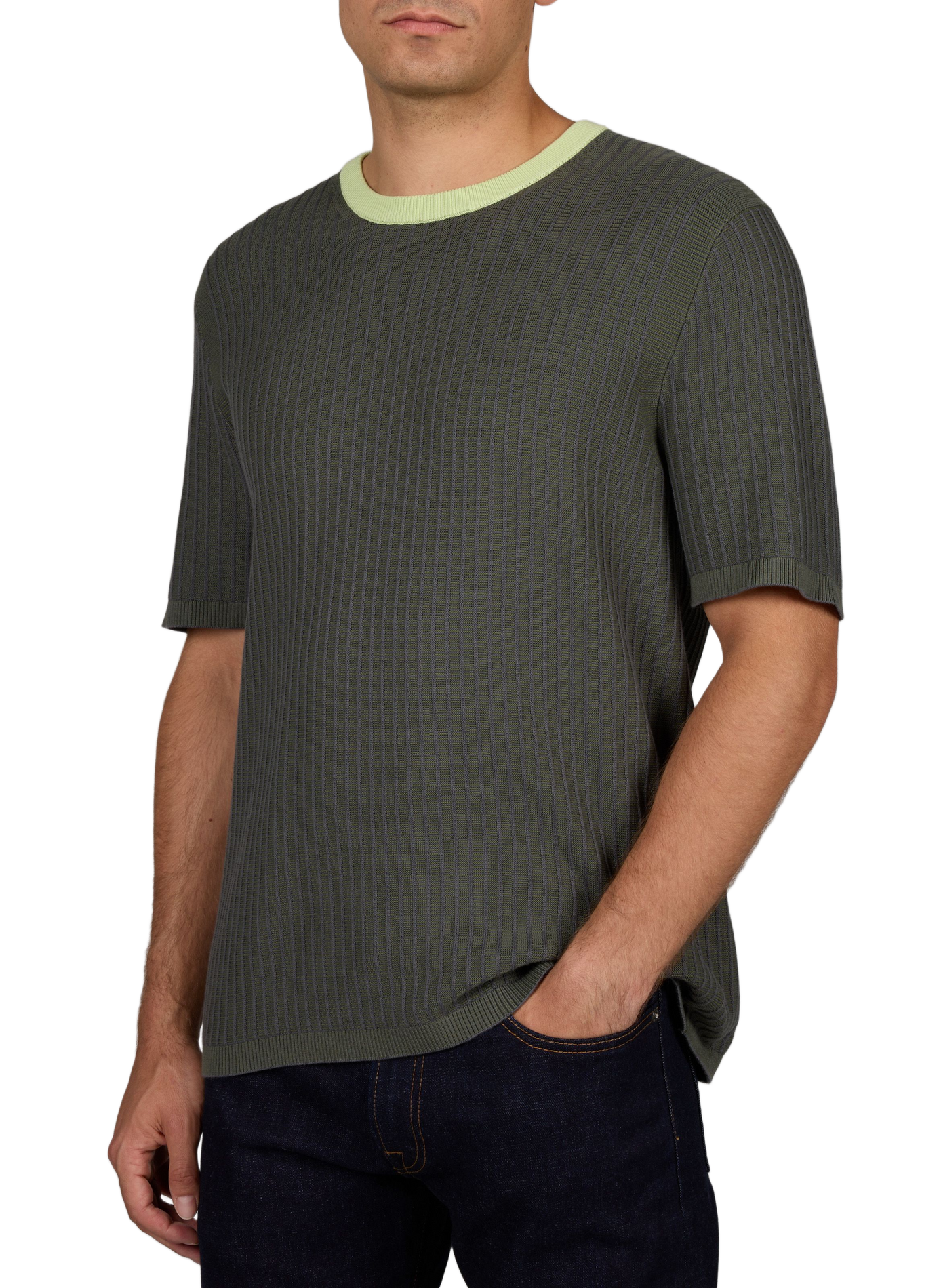 T-shirt côtelé à rayures en coton PAUL SMITH Gris