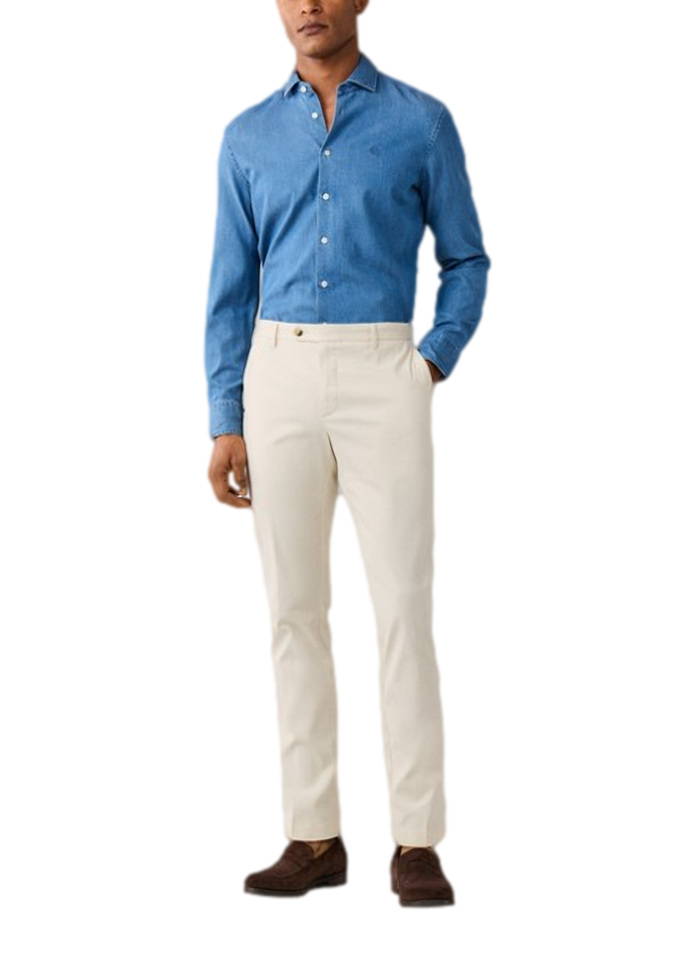 Denim shirt in blended cotton HACKETT Blue