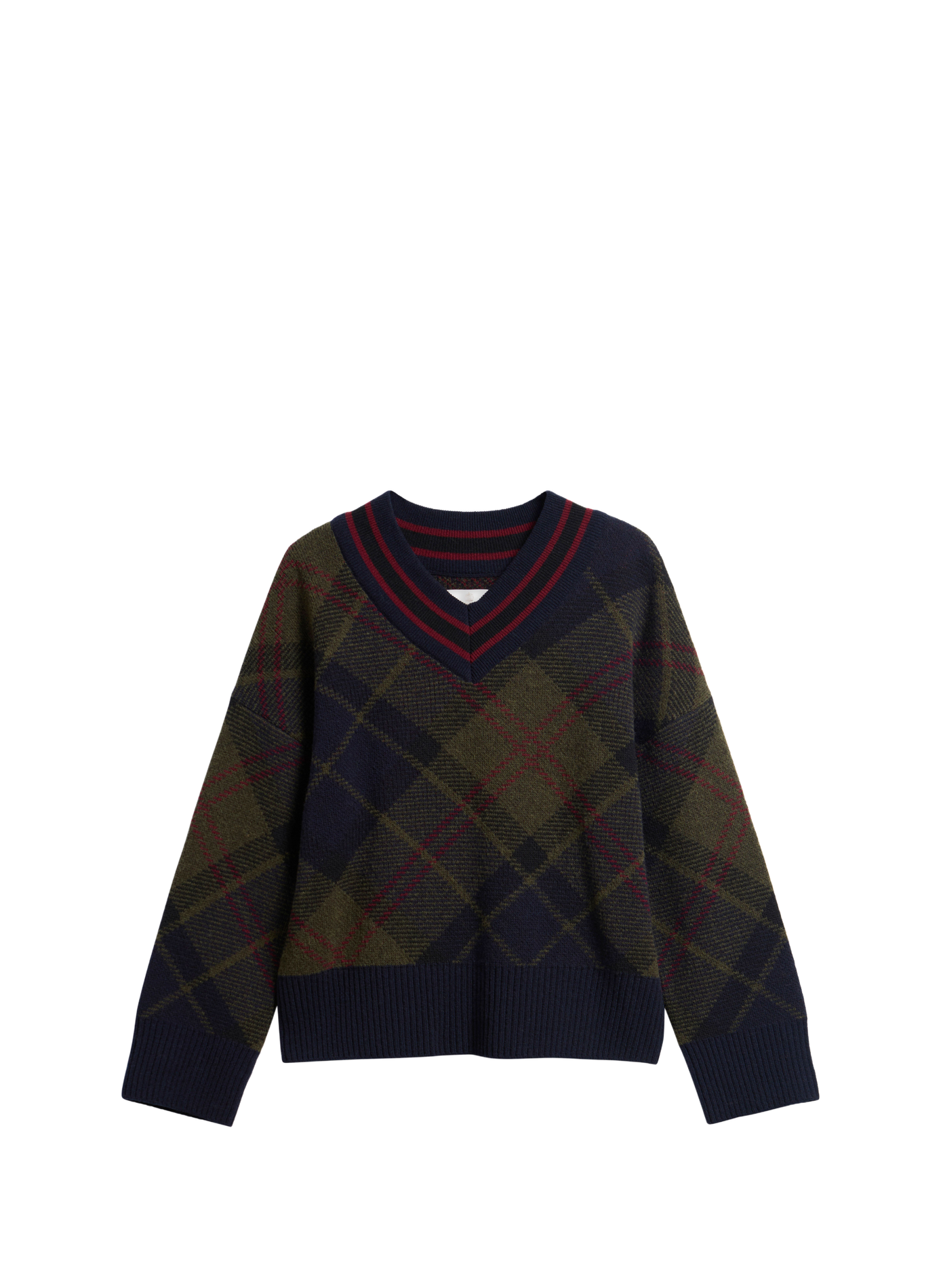Pull col V en laine mélangée BARBOUR Multicolore