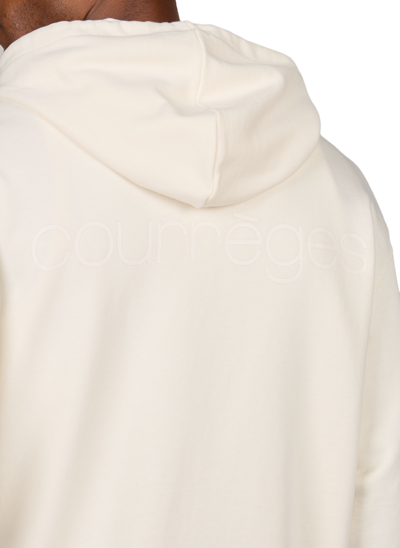 Geblokte hoodie met bedrukt logo in katoen COURRÈGES Beige