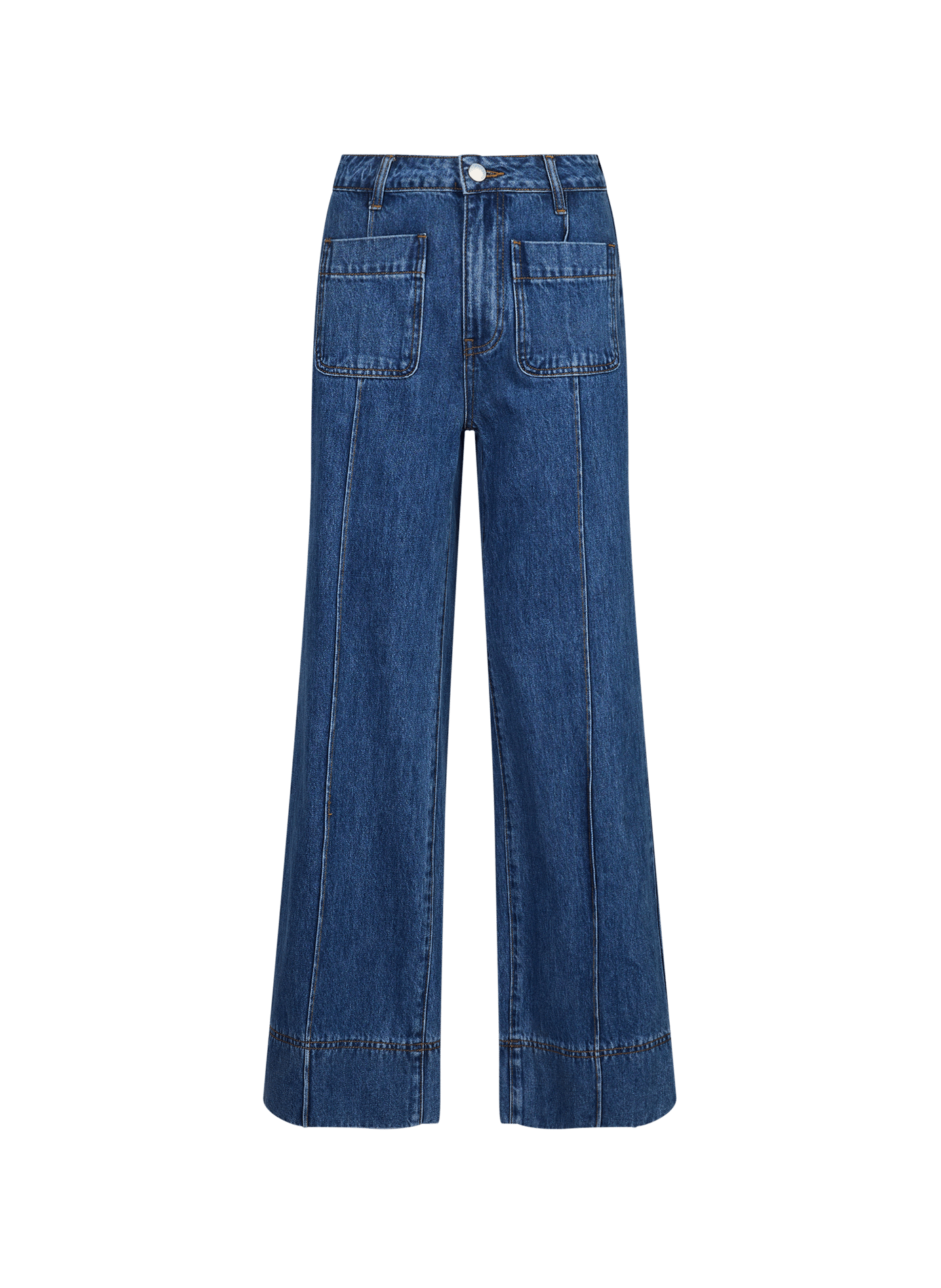 High-waisted cotton flare jeans by Rick. SUNCOO Blue