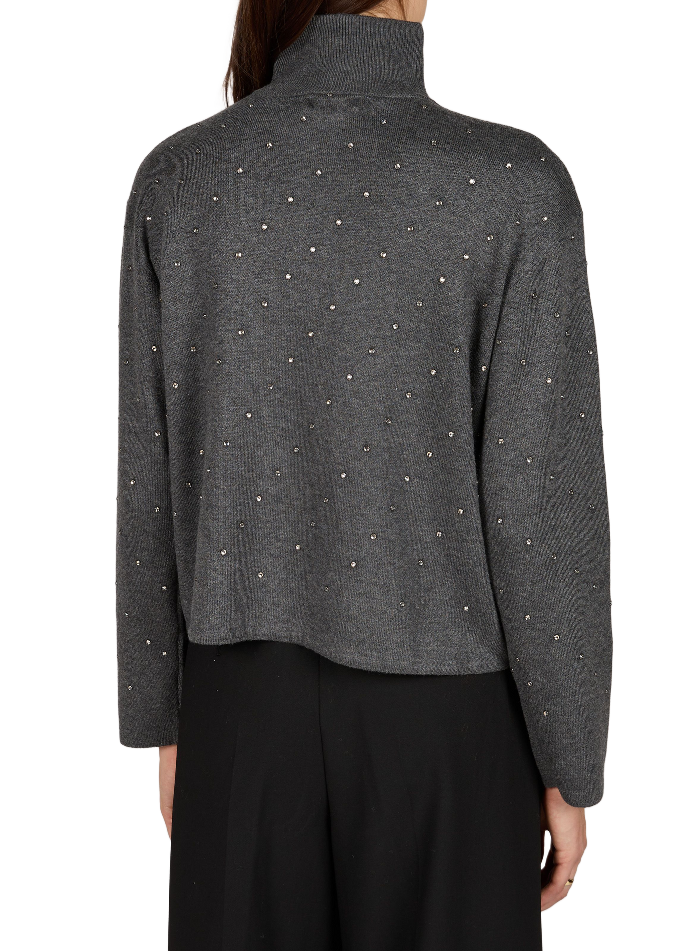 Straight-cut rhinestone jeans SUNCOO Grey