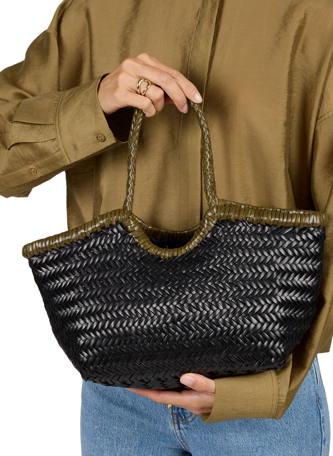 Geflochtene Ledertasche DRAGON DIFFUSION Schwarz