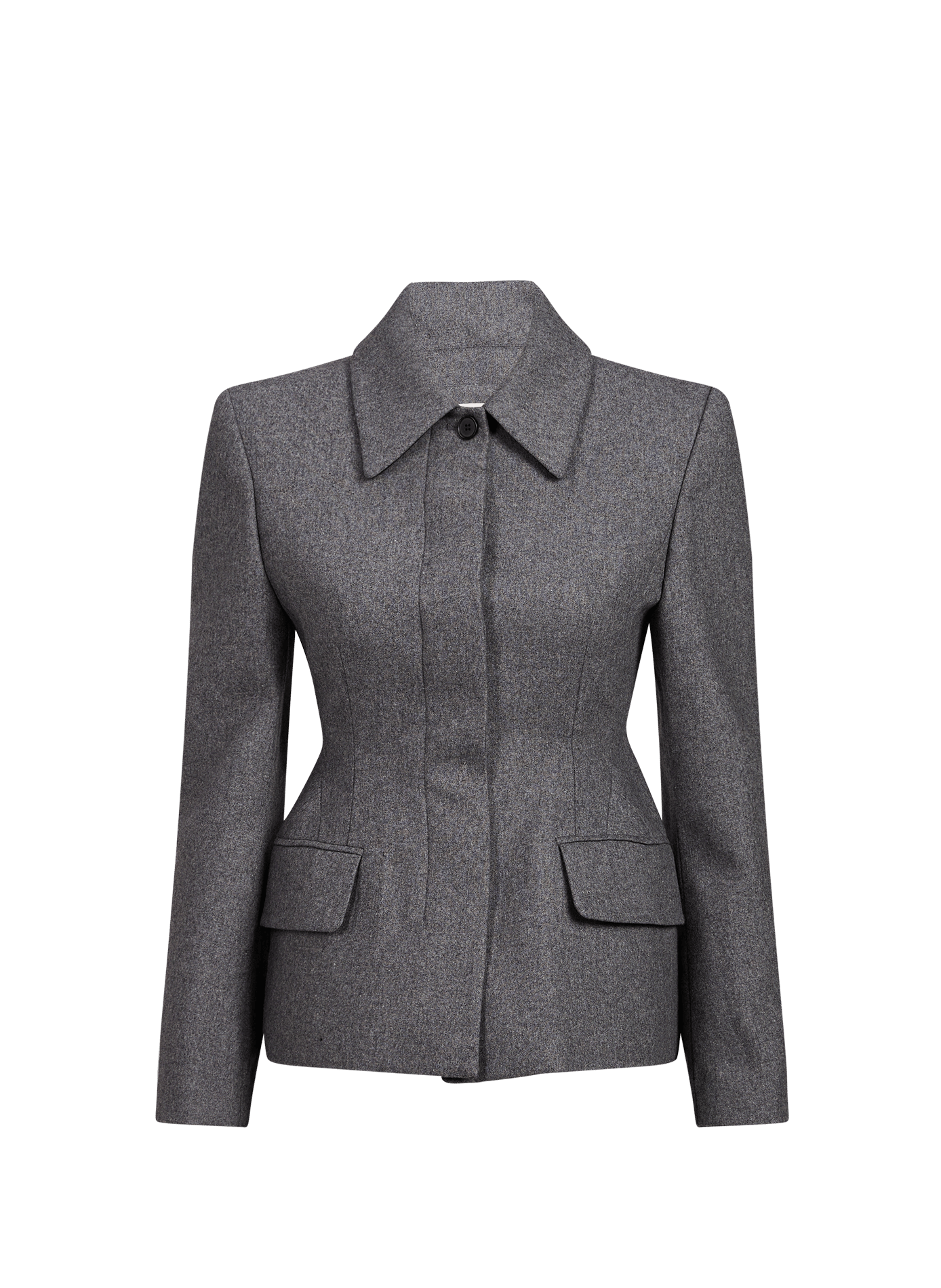 Short fitted blazer in a wool blend SOURCE UNKNOWN Grey
