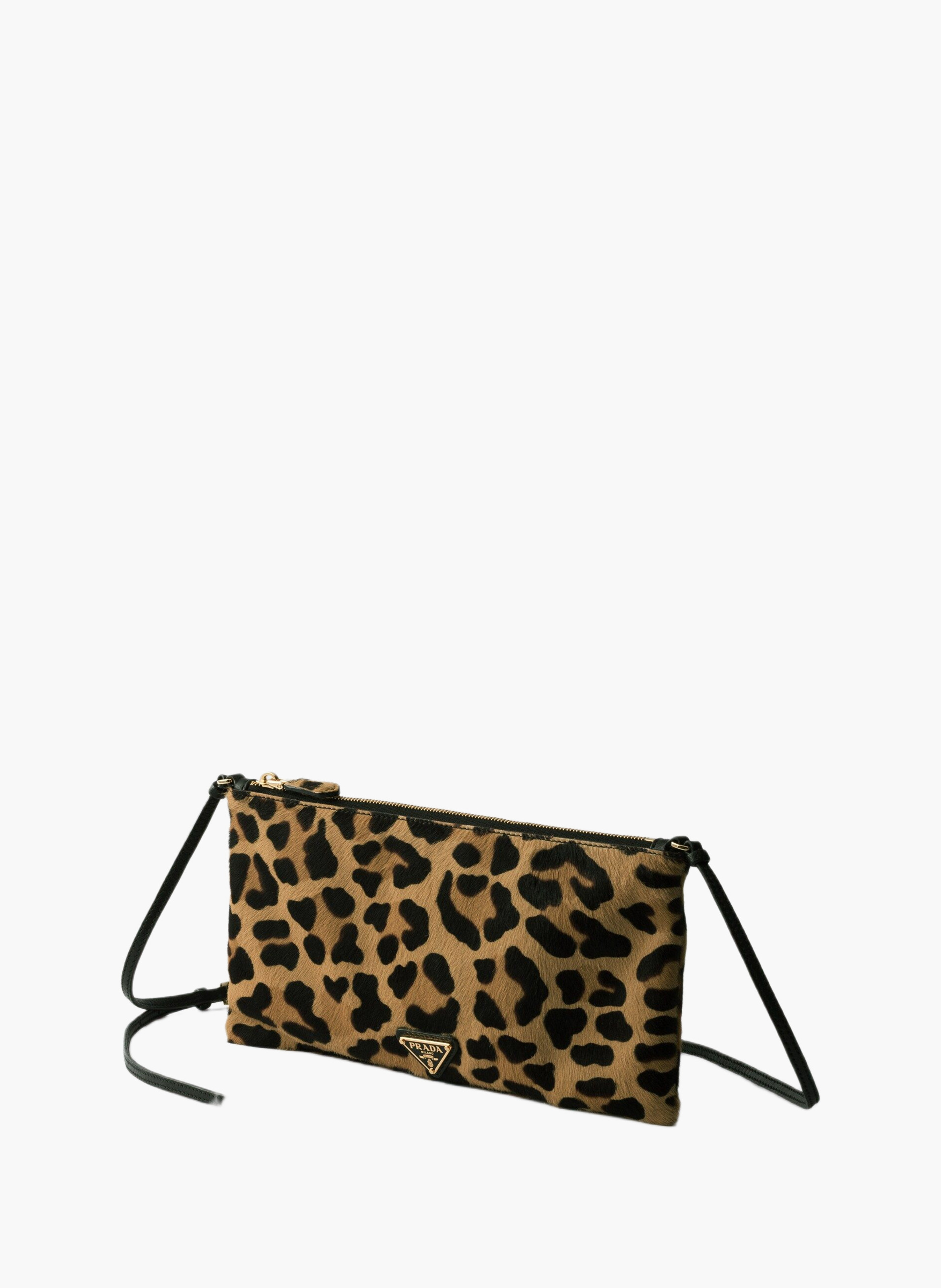 Small printed calf hair shoulder bag PRADA Beige