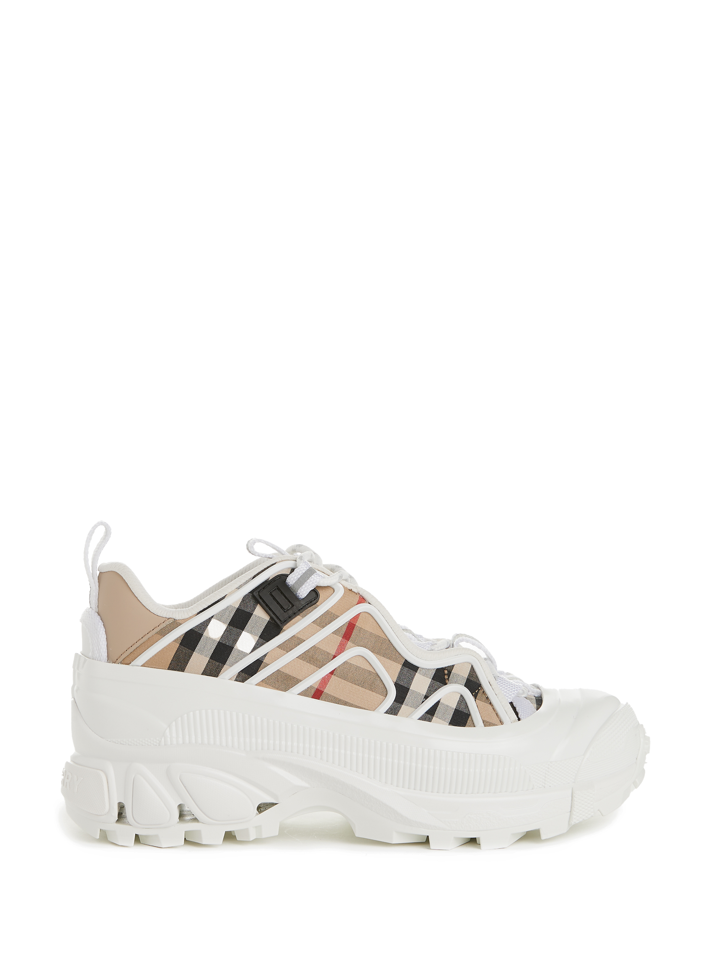 BURBERRY Baskets Arthur en coton Vintage check et cuir Marron
