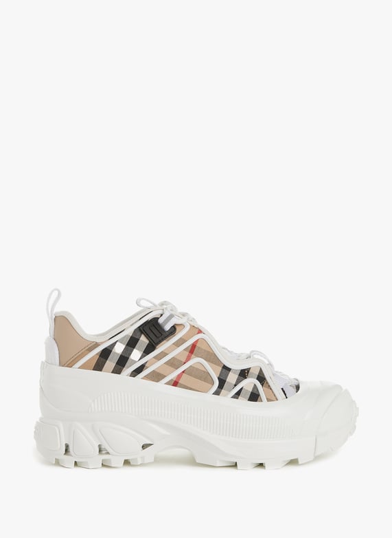 Arthur vintage check cotton and leather sneakers Brown Burberry