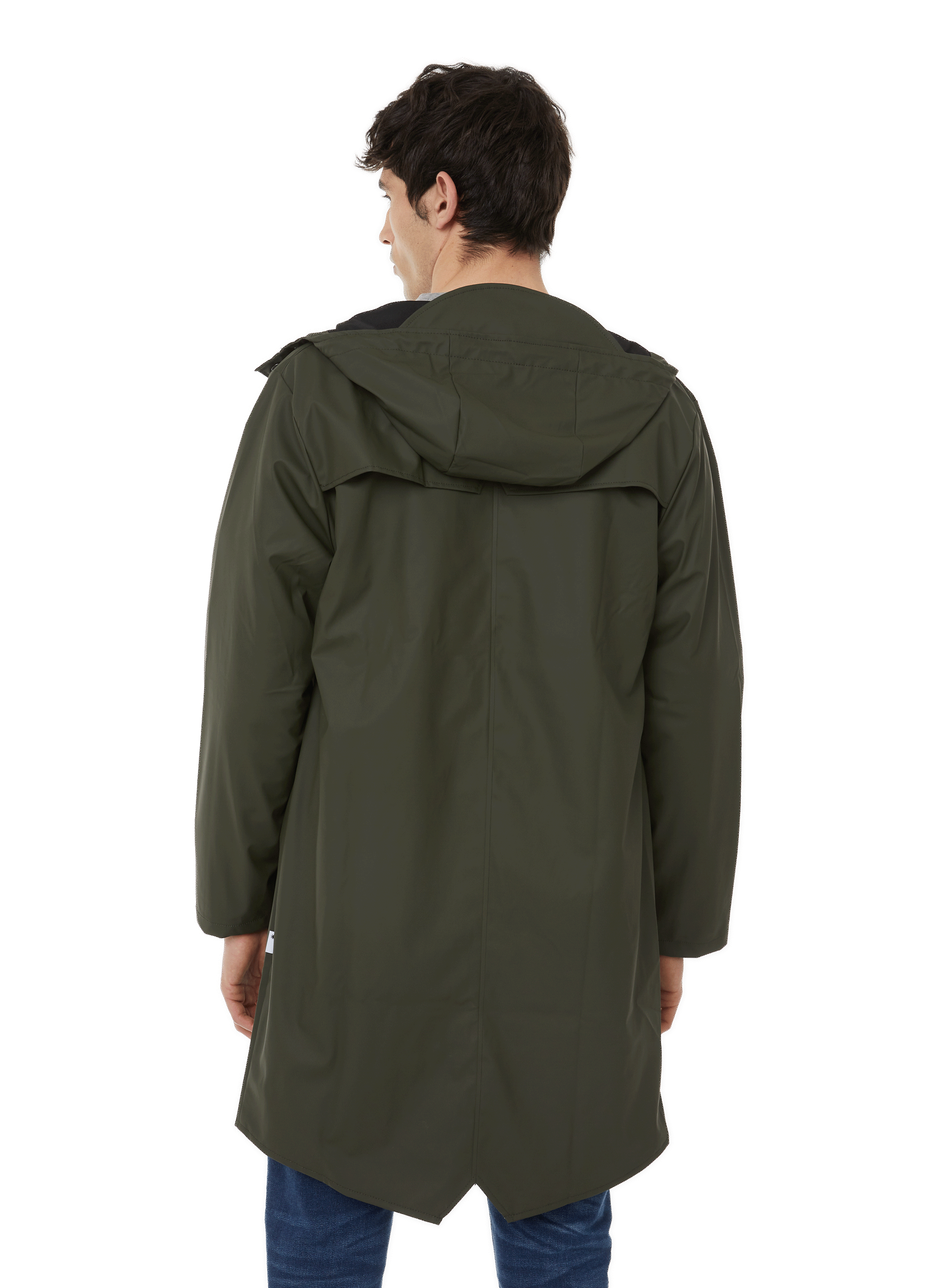Long hooded raincoat RAINS Khaki