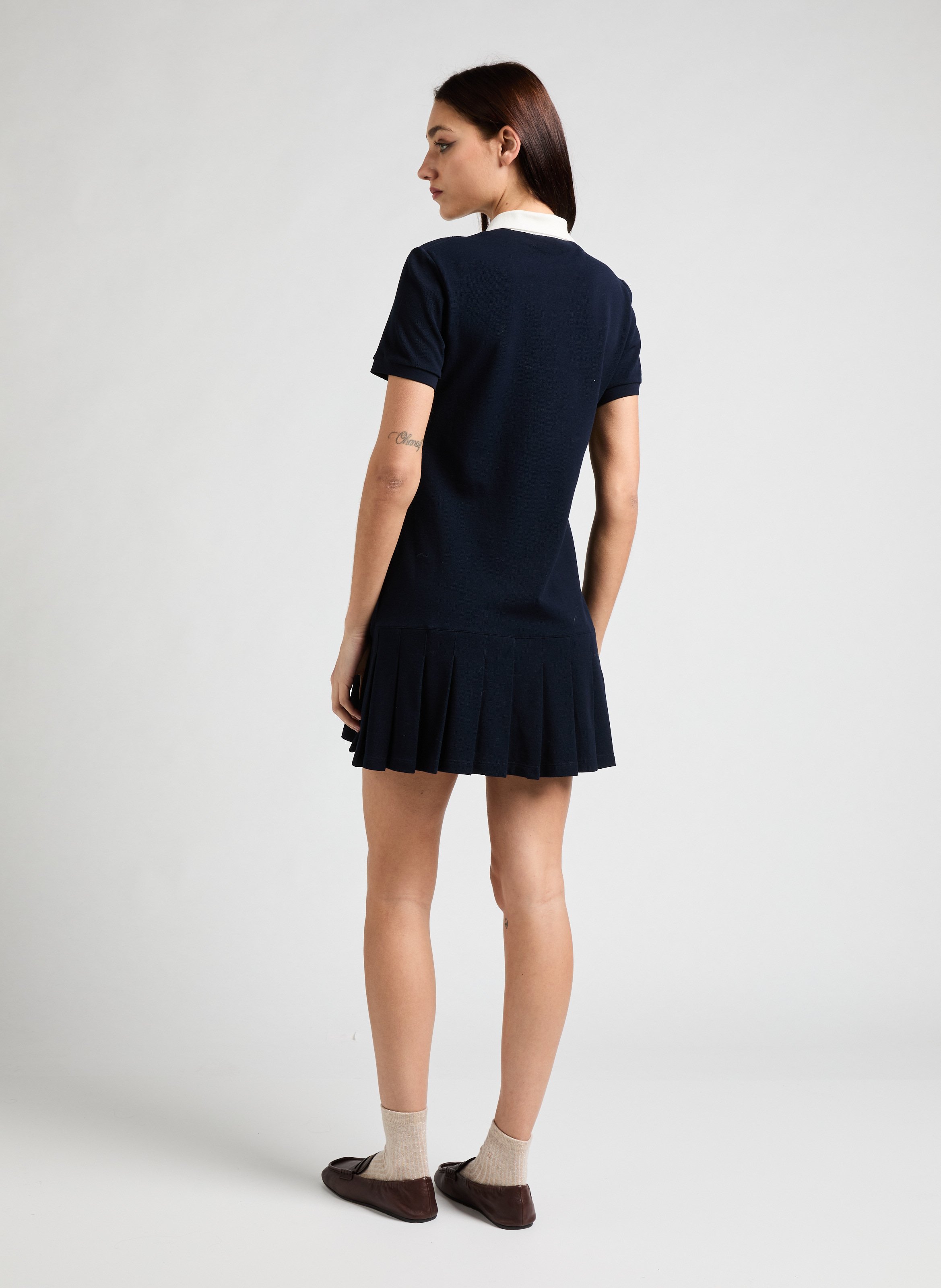 Robe polo en piqué de coton MIU MIU Bleu