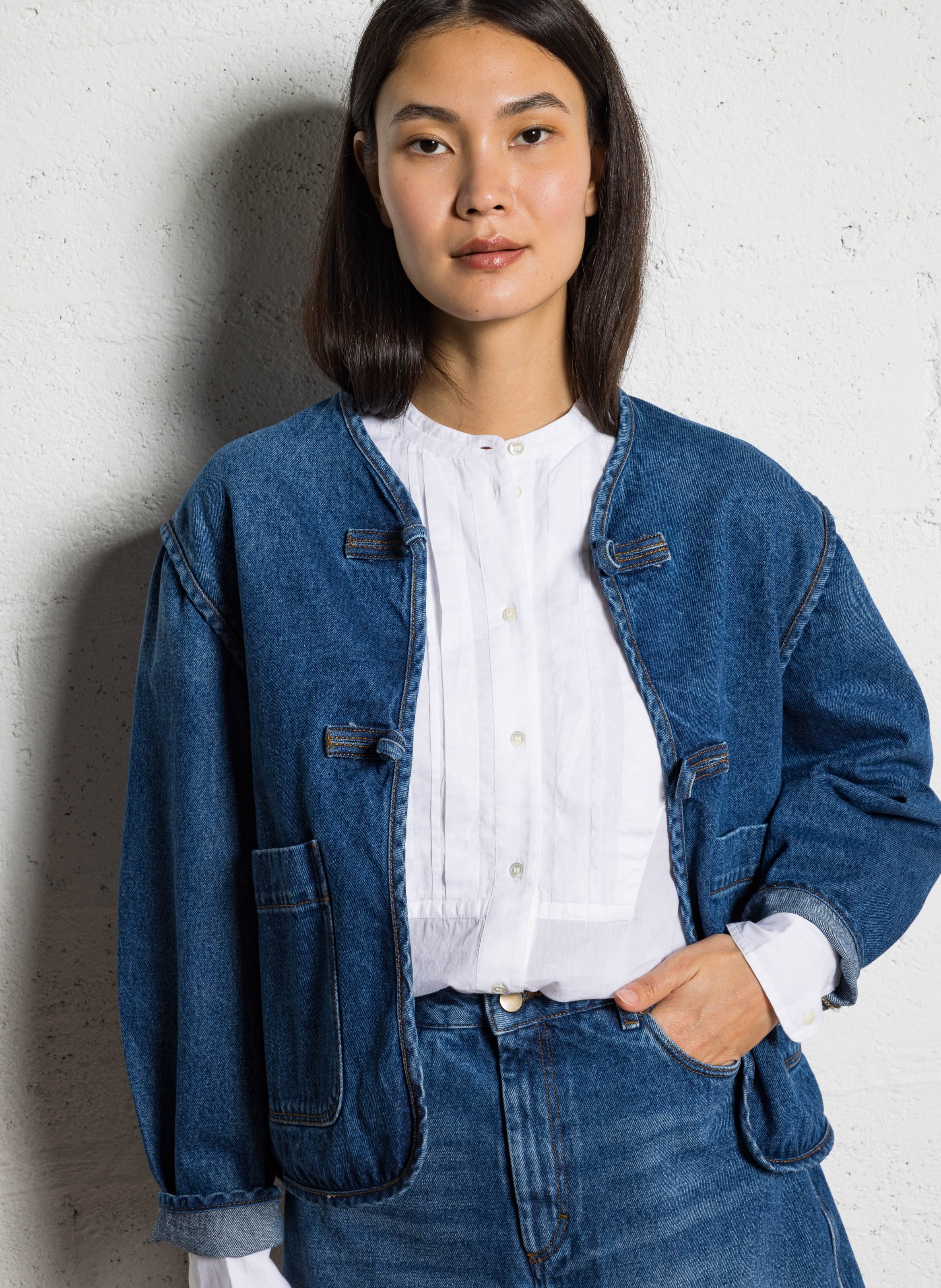 Veste droite en coton agatha SOEUR Bleu